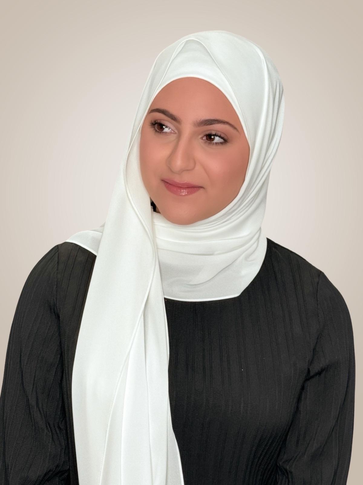 Modish Girl Matching Chiffon Hijab Set-White