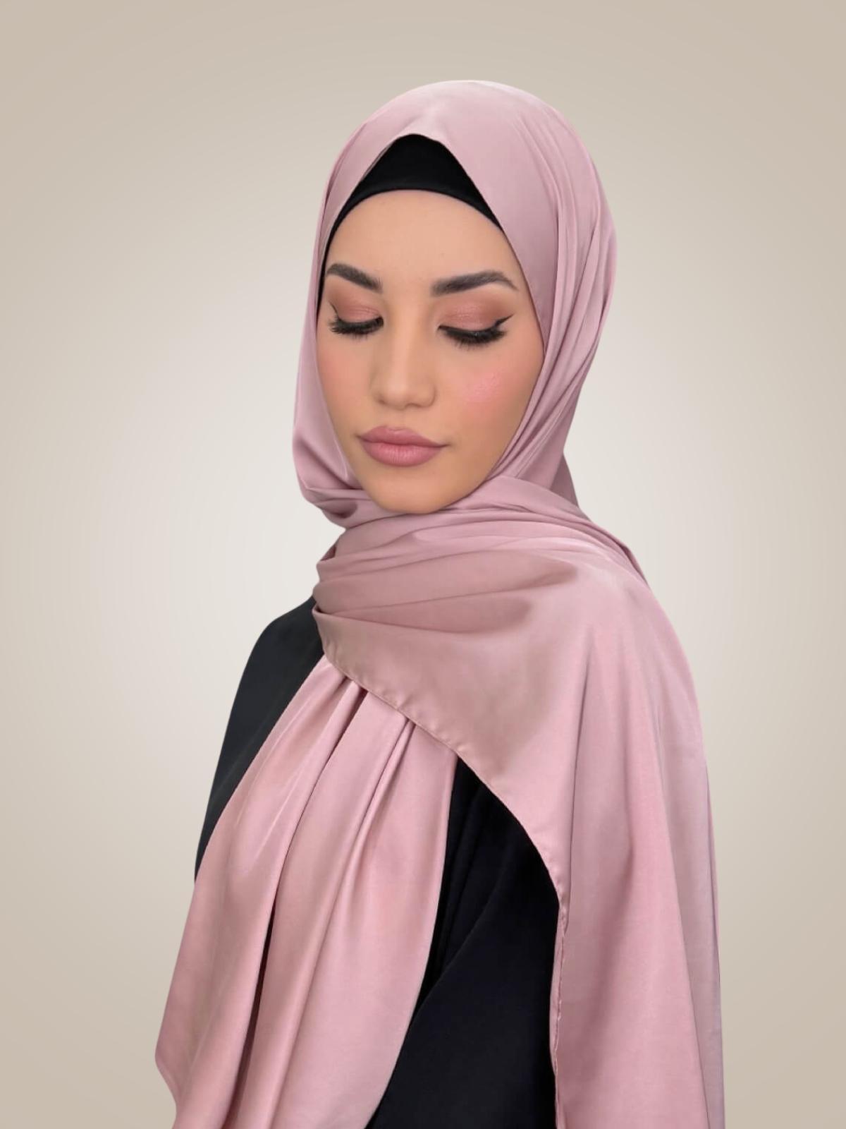 Premium Satin Hijab-Truffle Rose