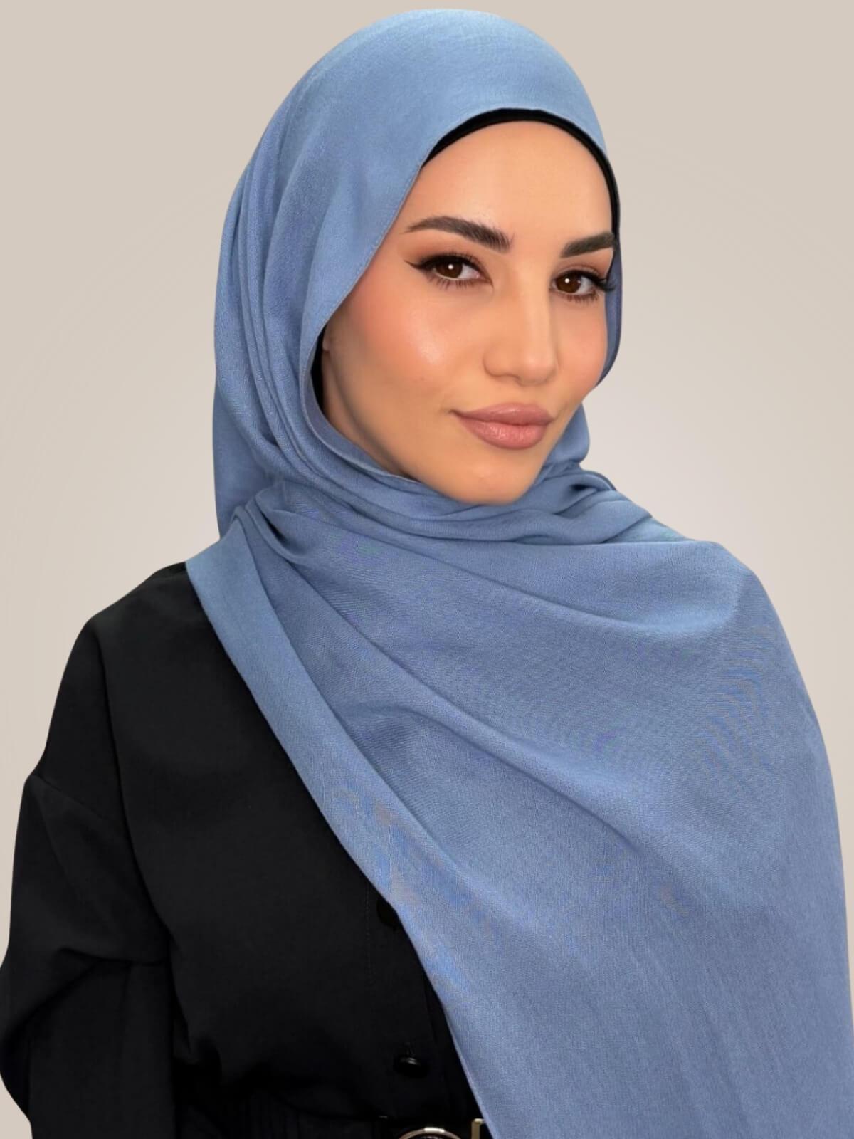 Cotton Modal Hijab-Steel Blue