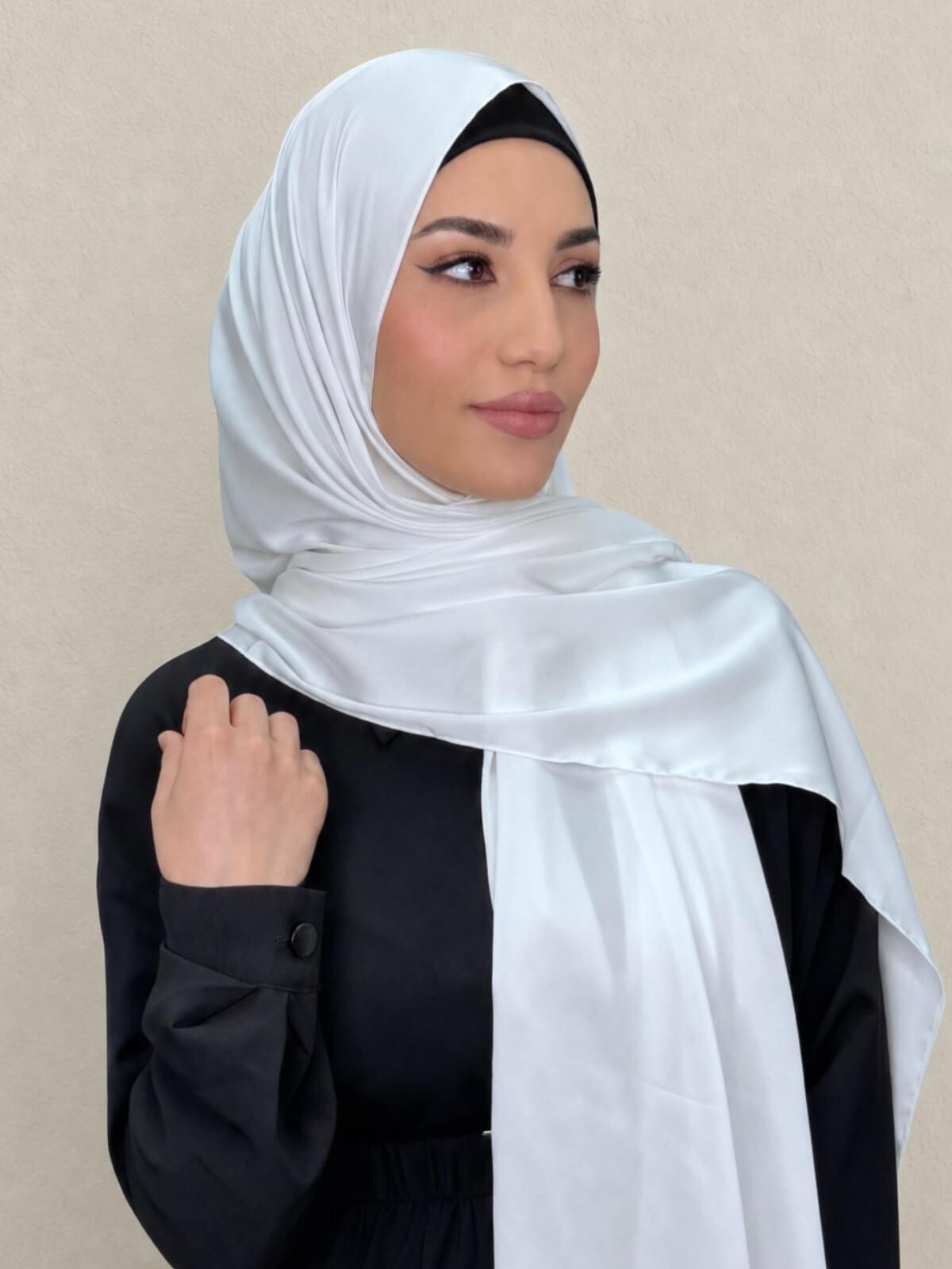 Premium Satin Hijab-Snow