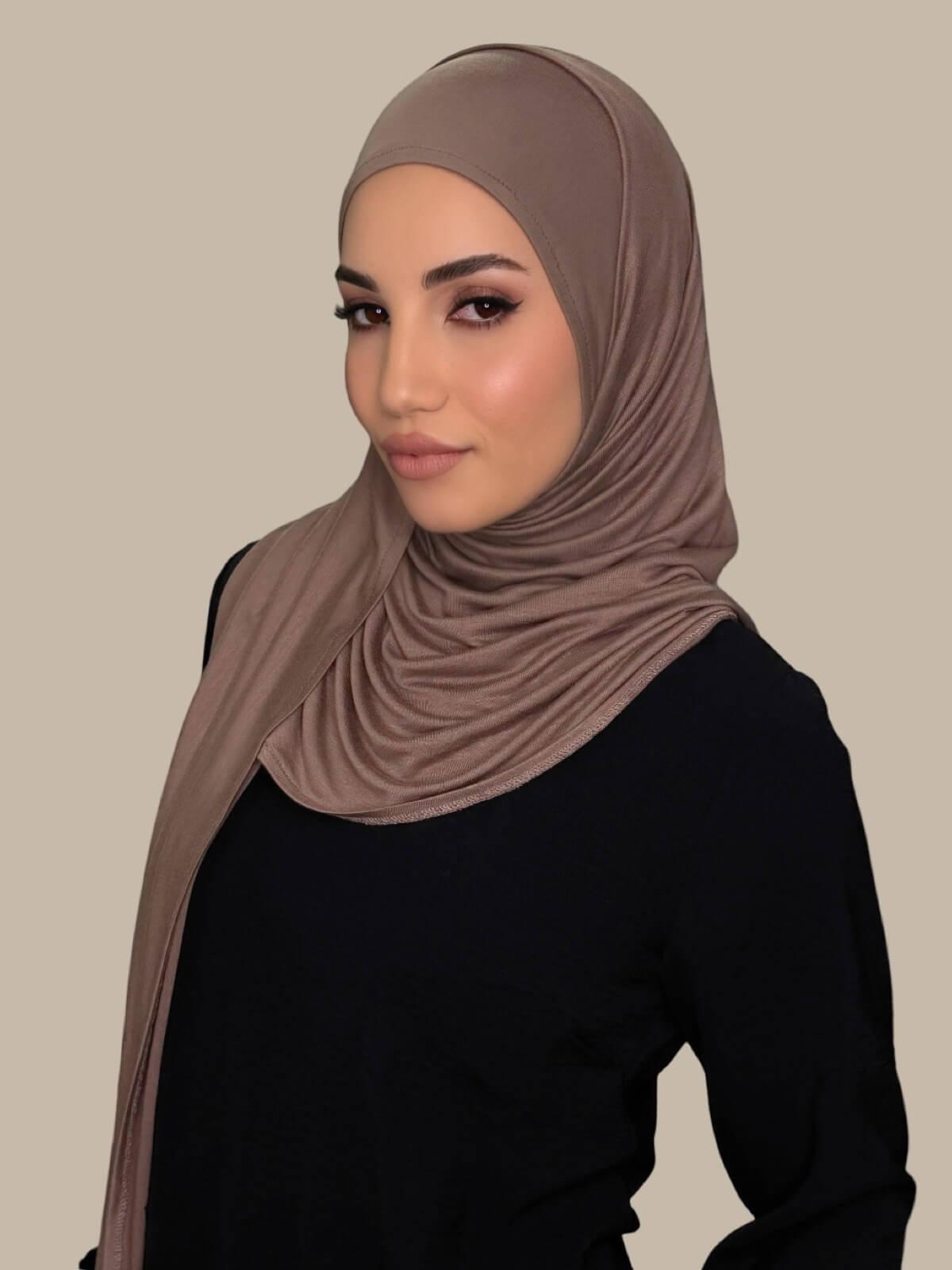 Pre-Sewn Jersey Hijab-Truffle