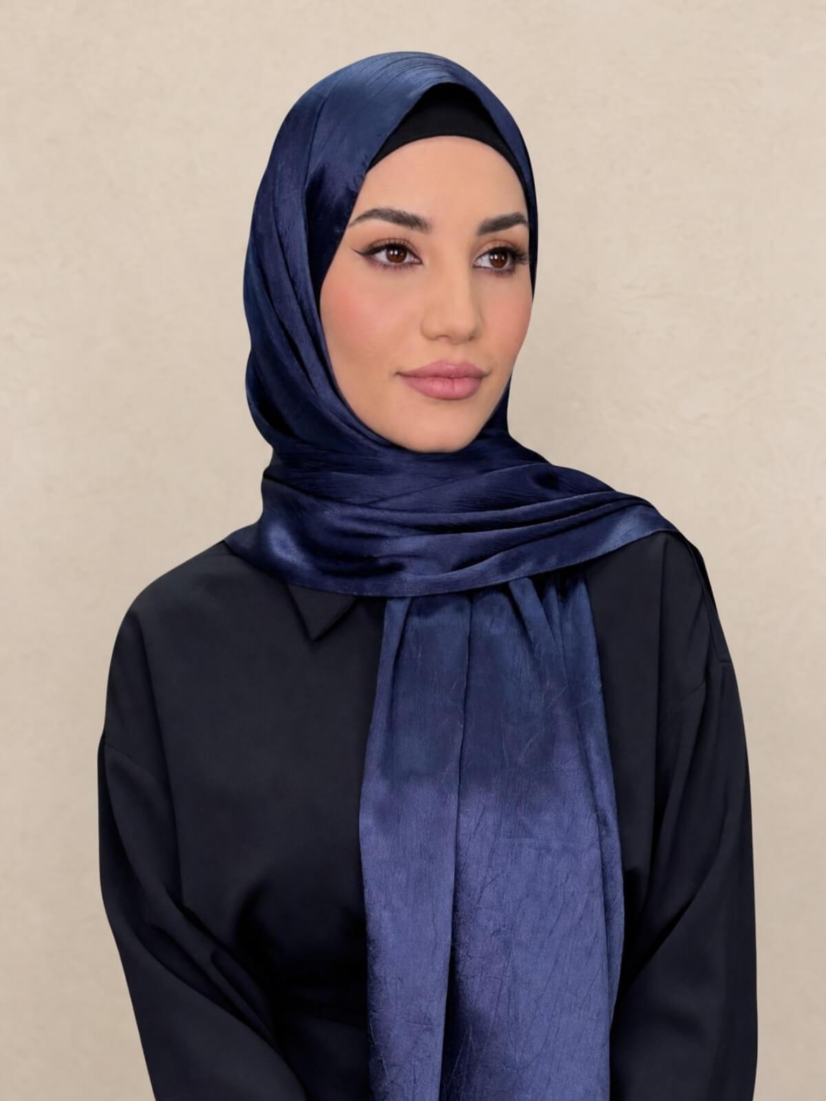Classic Satin Hijab-Navy