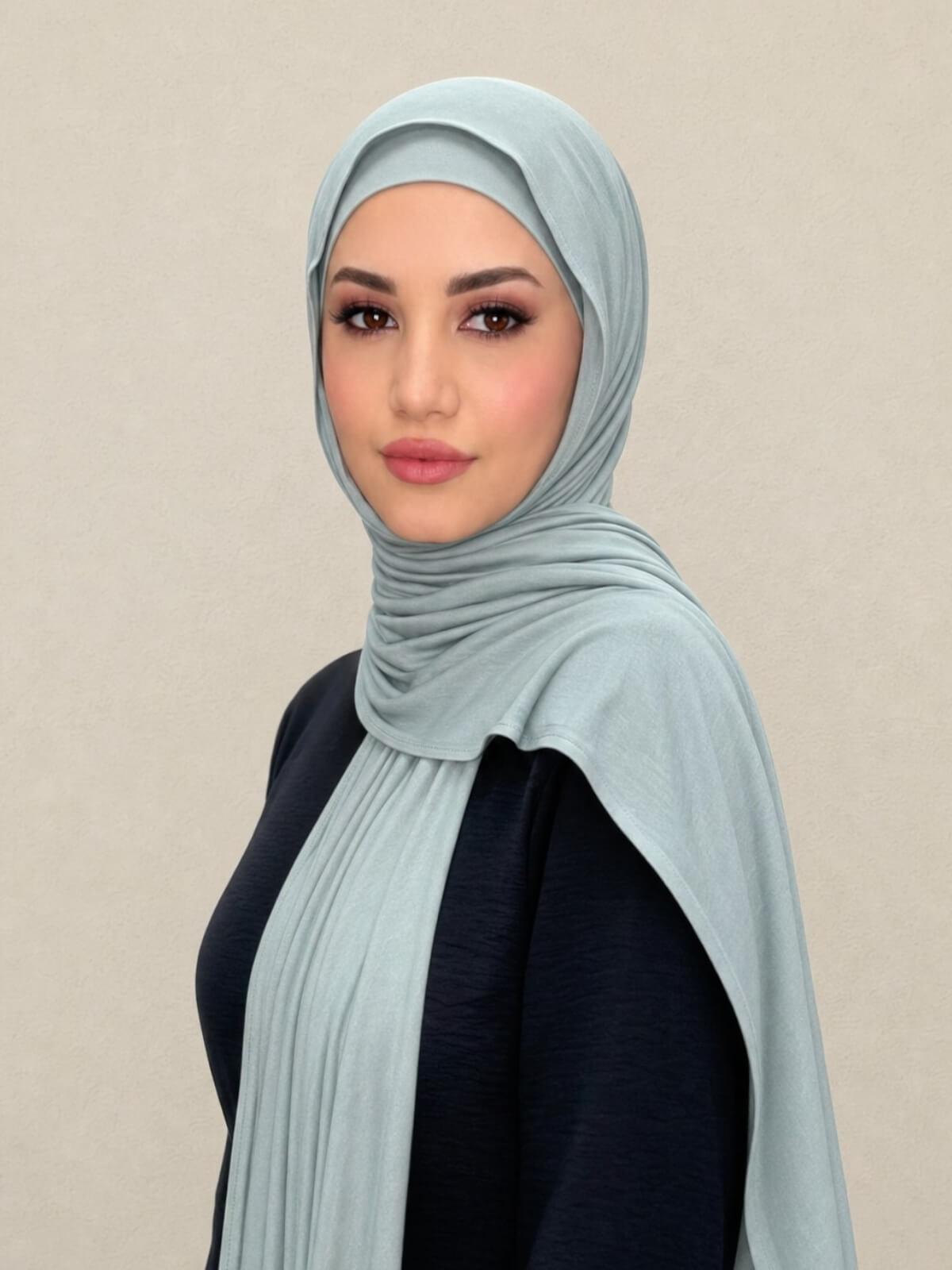 Premium Jersey Hijab-Stone Green