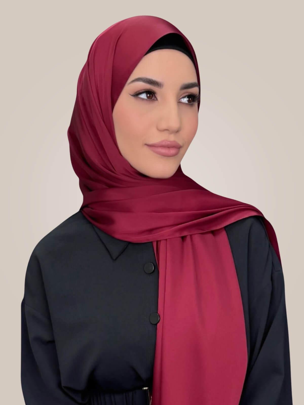 Premium Satin Hijab-Velvet Wine