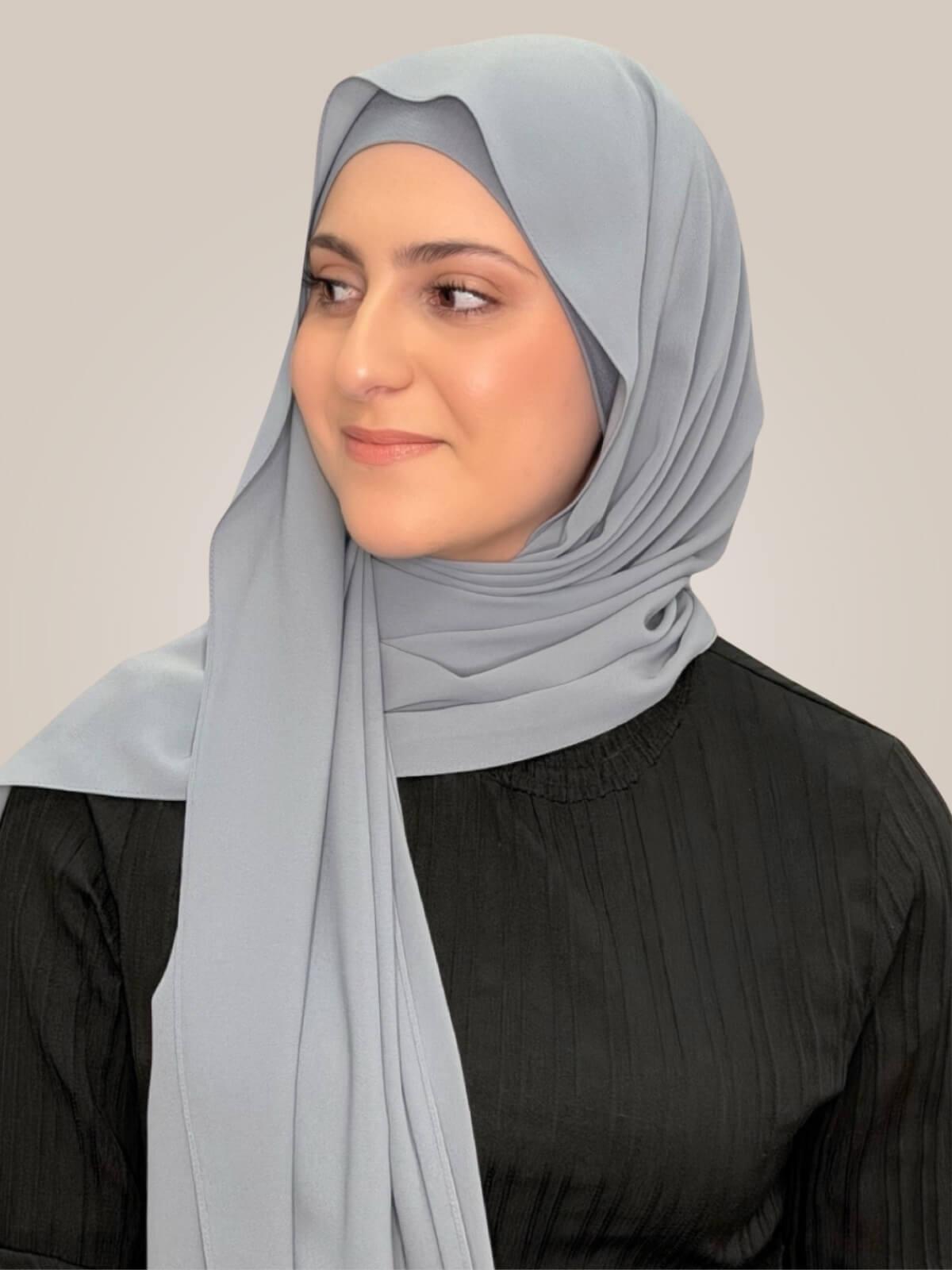 Modish Girl Matching Chiffon Hijab Set-Slate Grey
