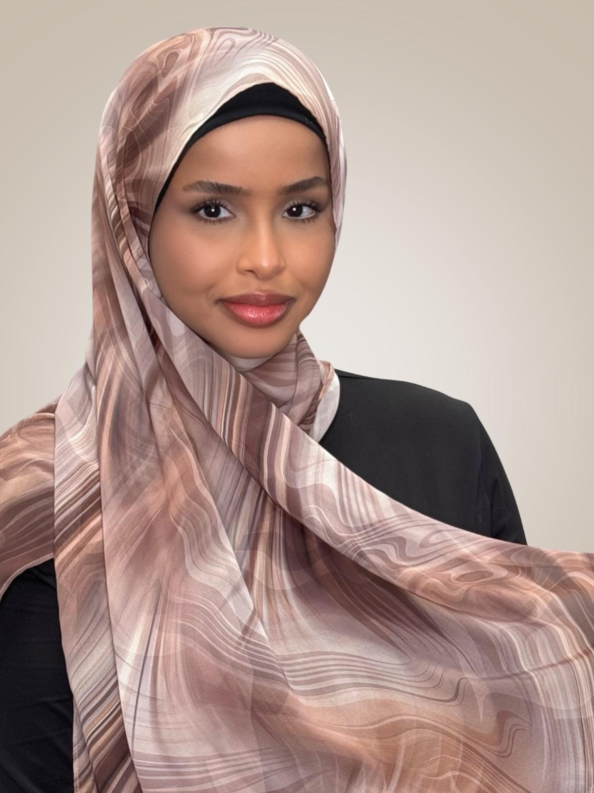 Printed Chiffon Hijab-Savanna Stripes
