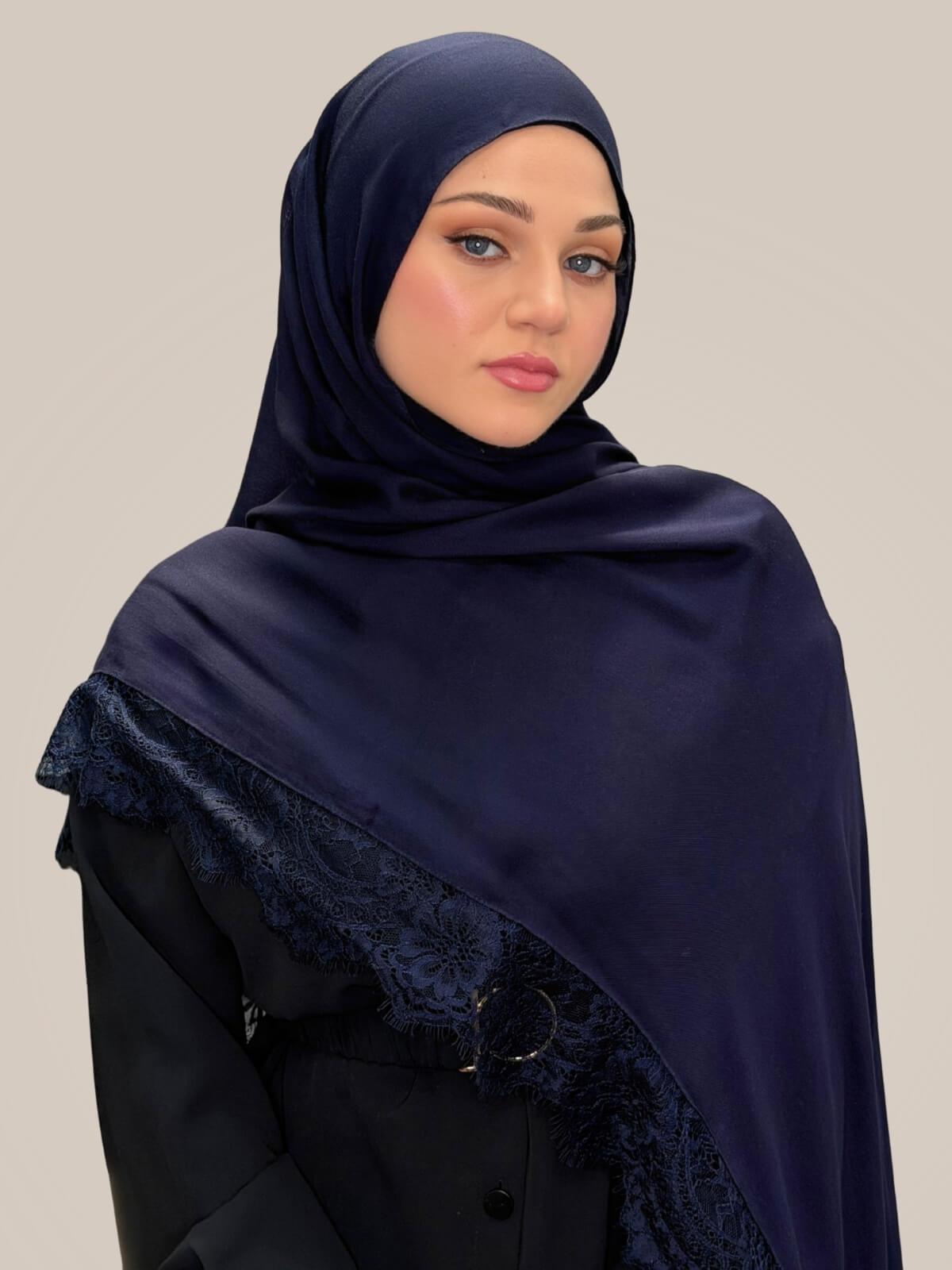 Lace Cotton Modal Hijab-Blue Hour
