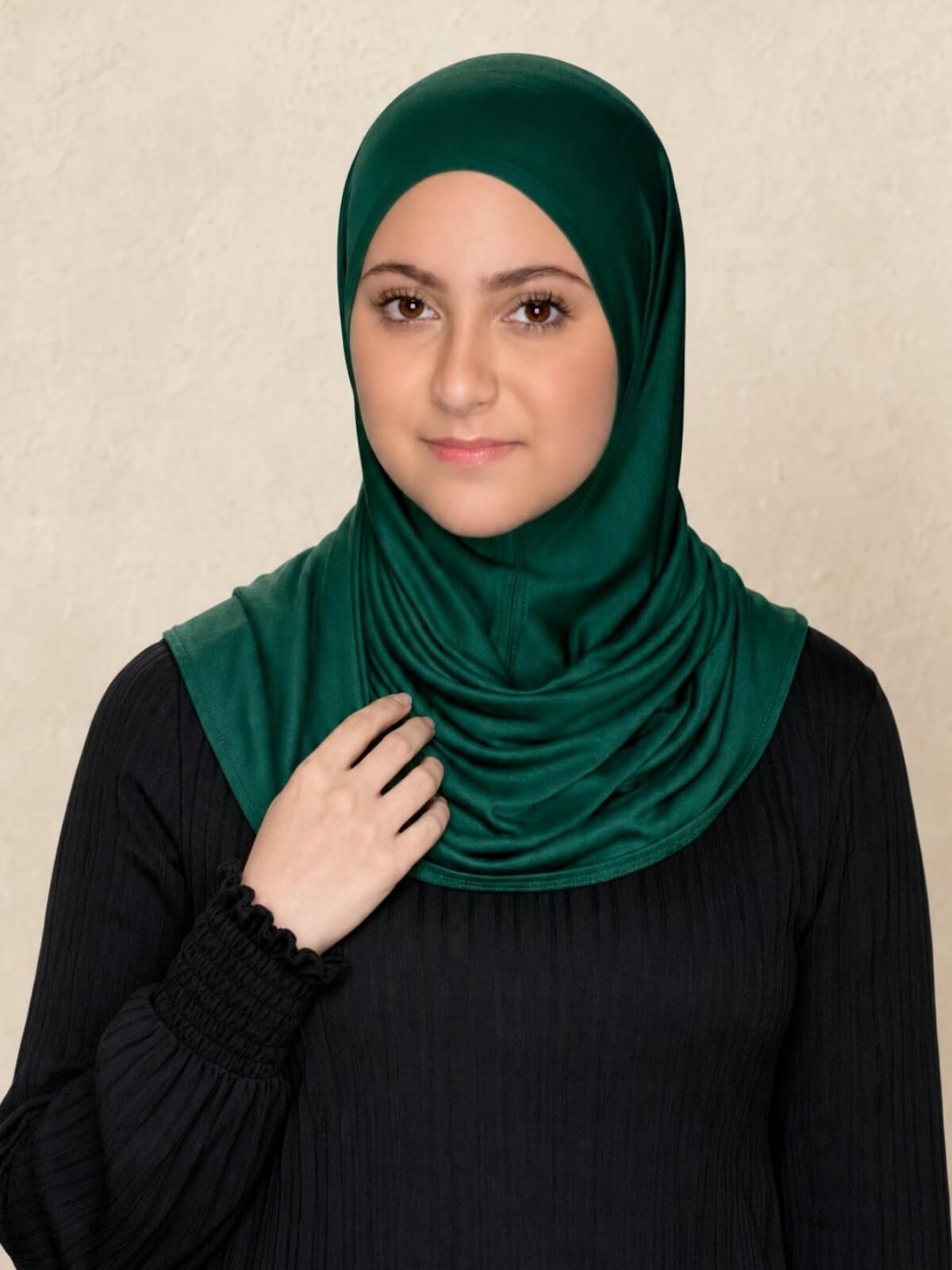 Modish Girl Pre-Sewn Jersey hijab-Forrest Green