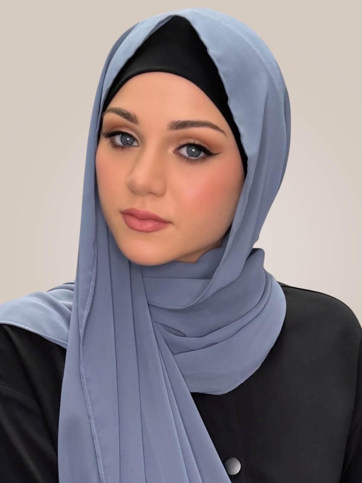 Luxury Chiffon Hijab-Dusty Blue