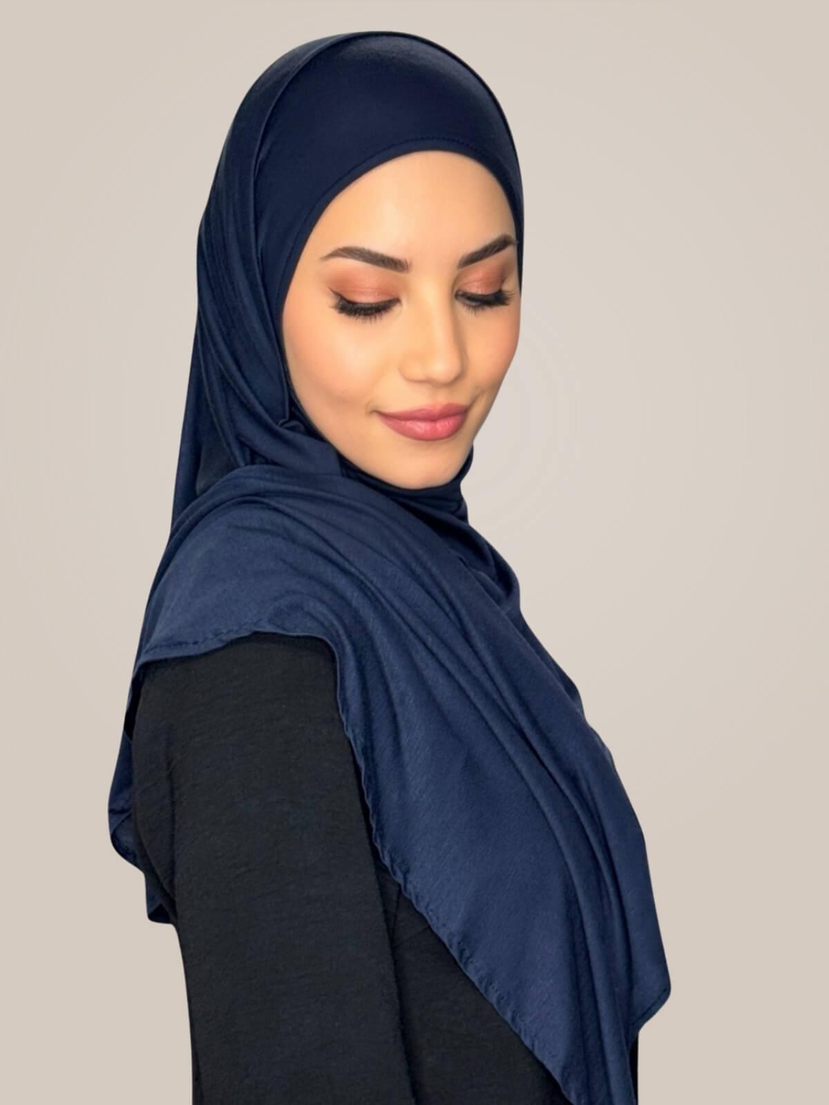 Pre-Sewn Jersey Hijab-Navy