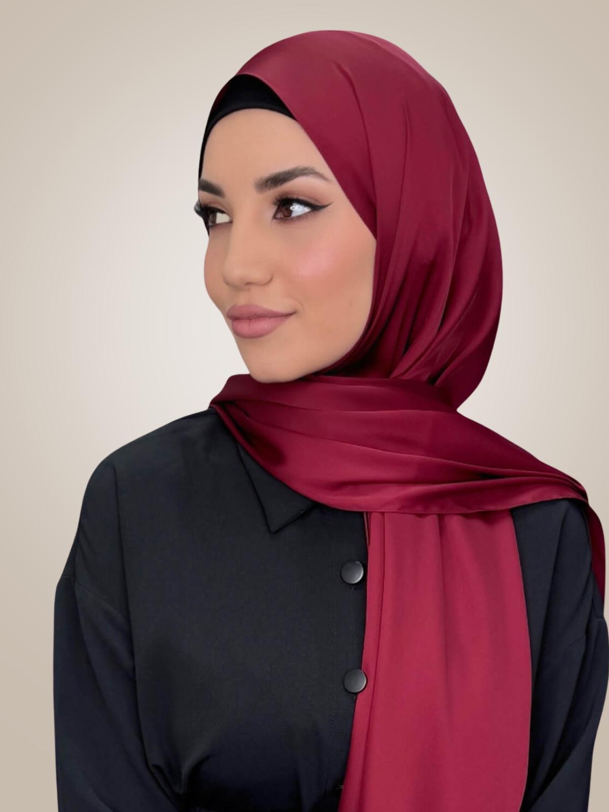 Premium Satin Hijab-Velvet Wine