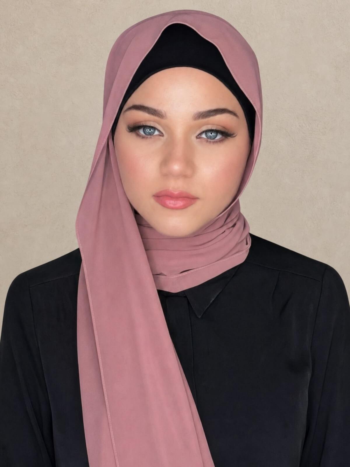 Luxury Chiffon Hijab- Rosey Brown