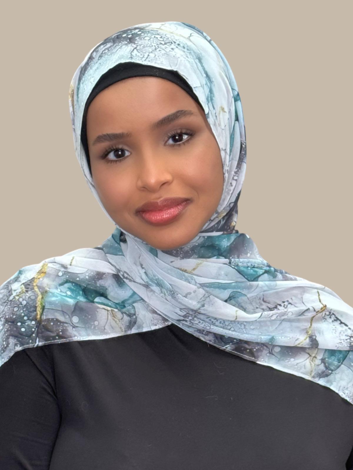 Printed Chiffon Hijab-Mystic Marble