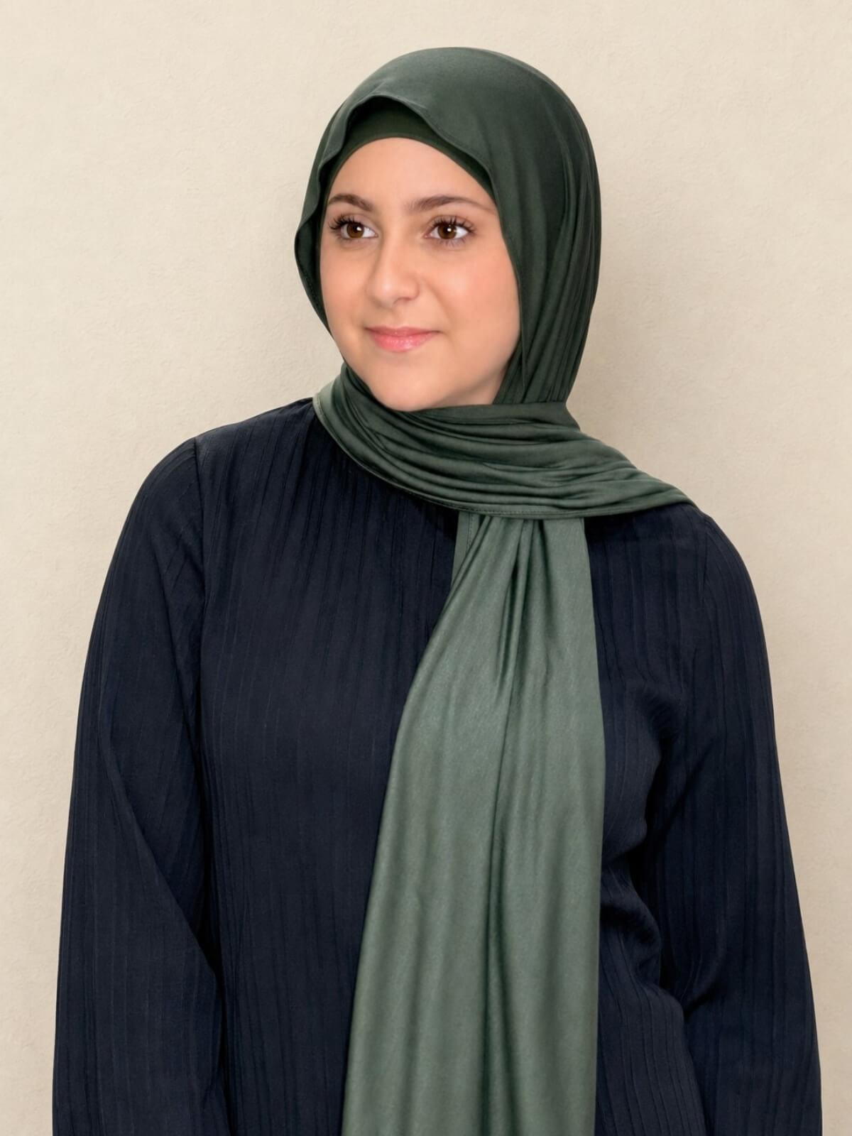 Modish Girl Premium Jersey hijab-Army Green