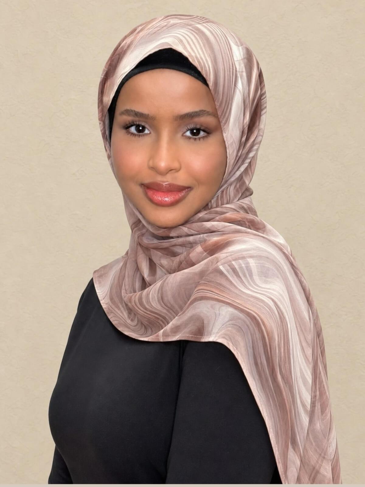 Printed Chiffon Hijab-Savanna Stripes