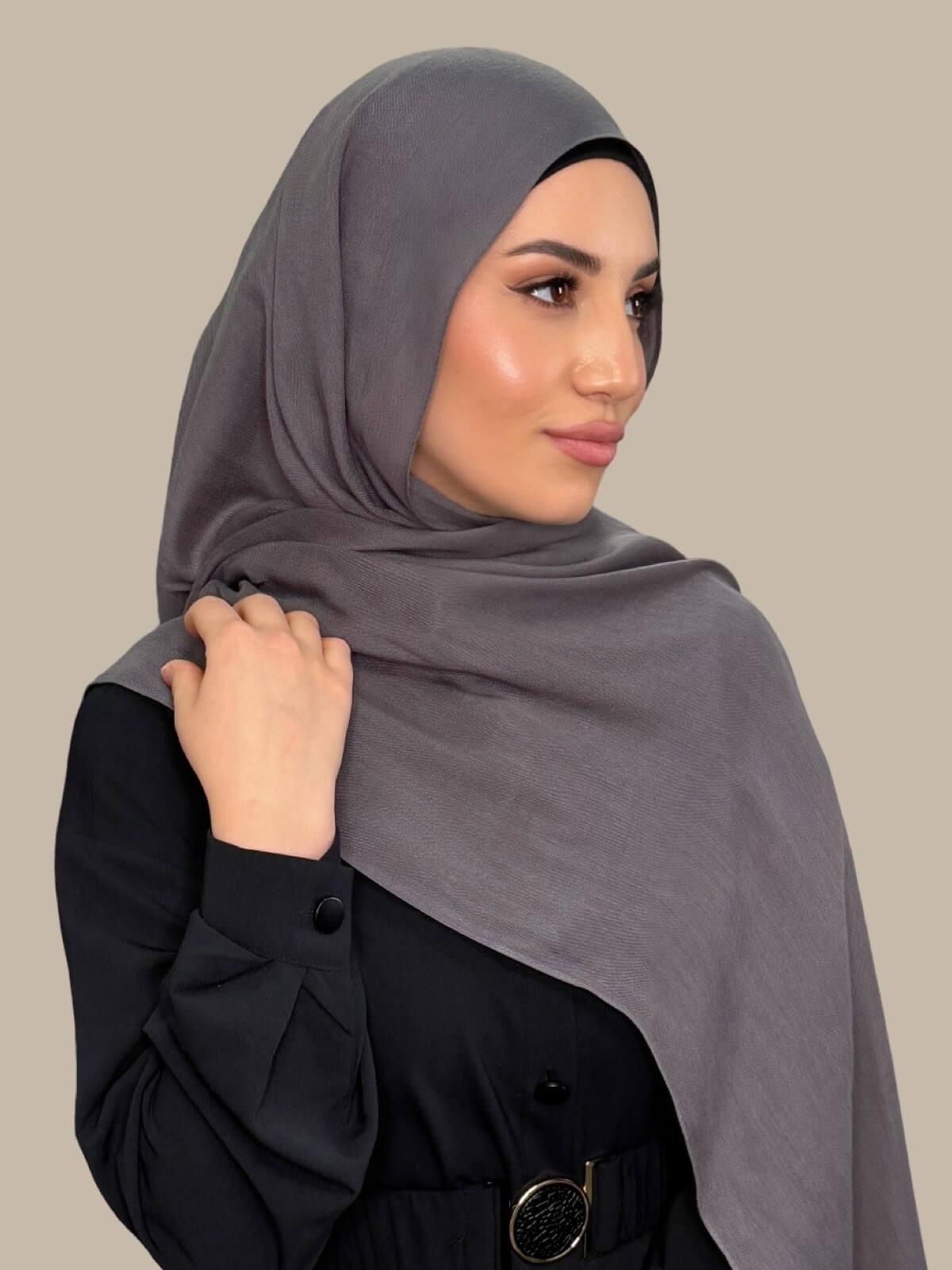 Cotton Modal Hijab-Graphite Grey
