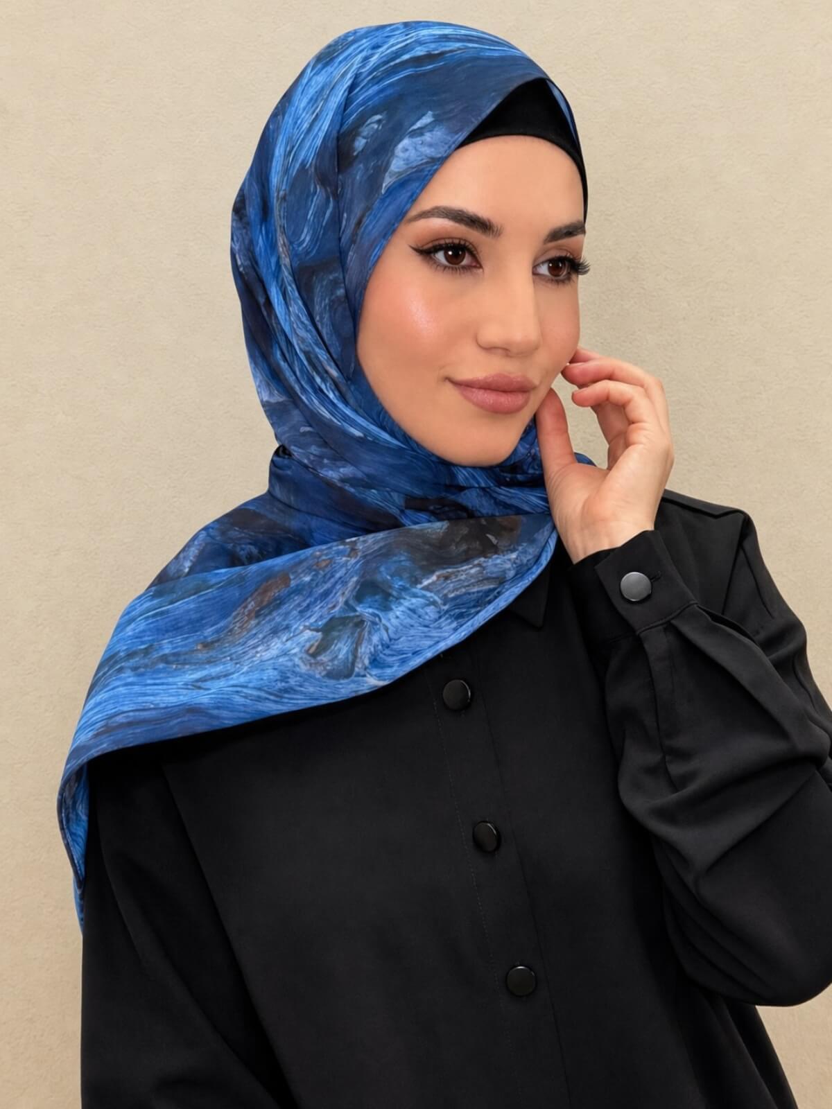 Printed Chiffon Hijab-Ocean Mist