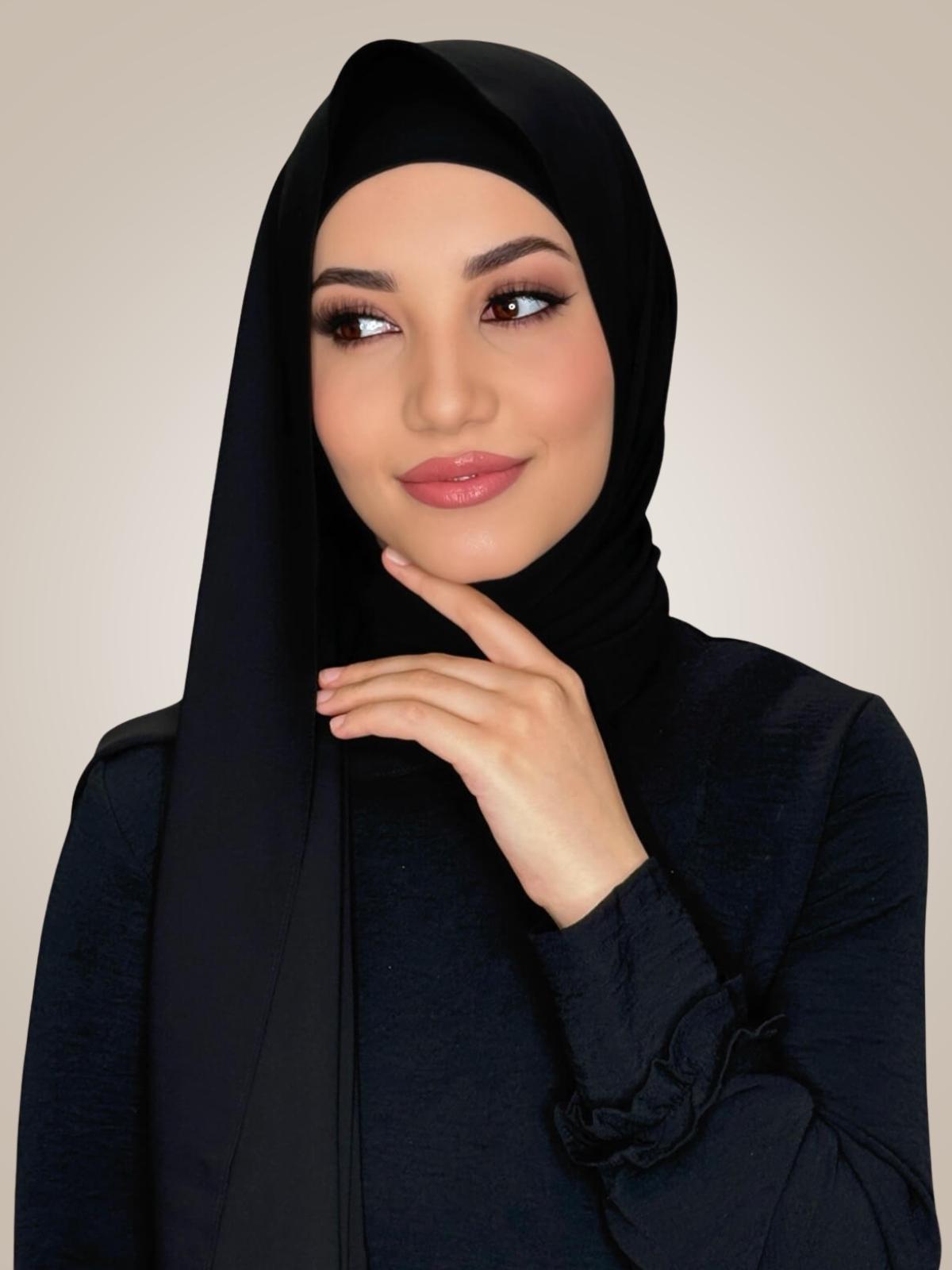 Matching Chiffon Hijab Set-Black
