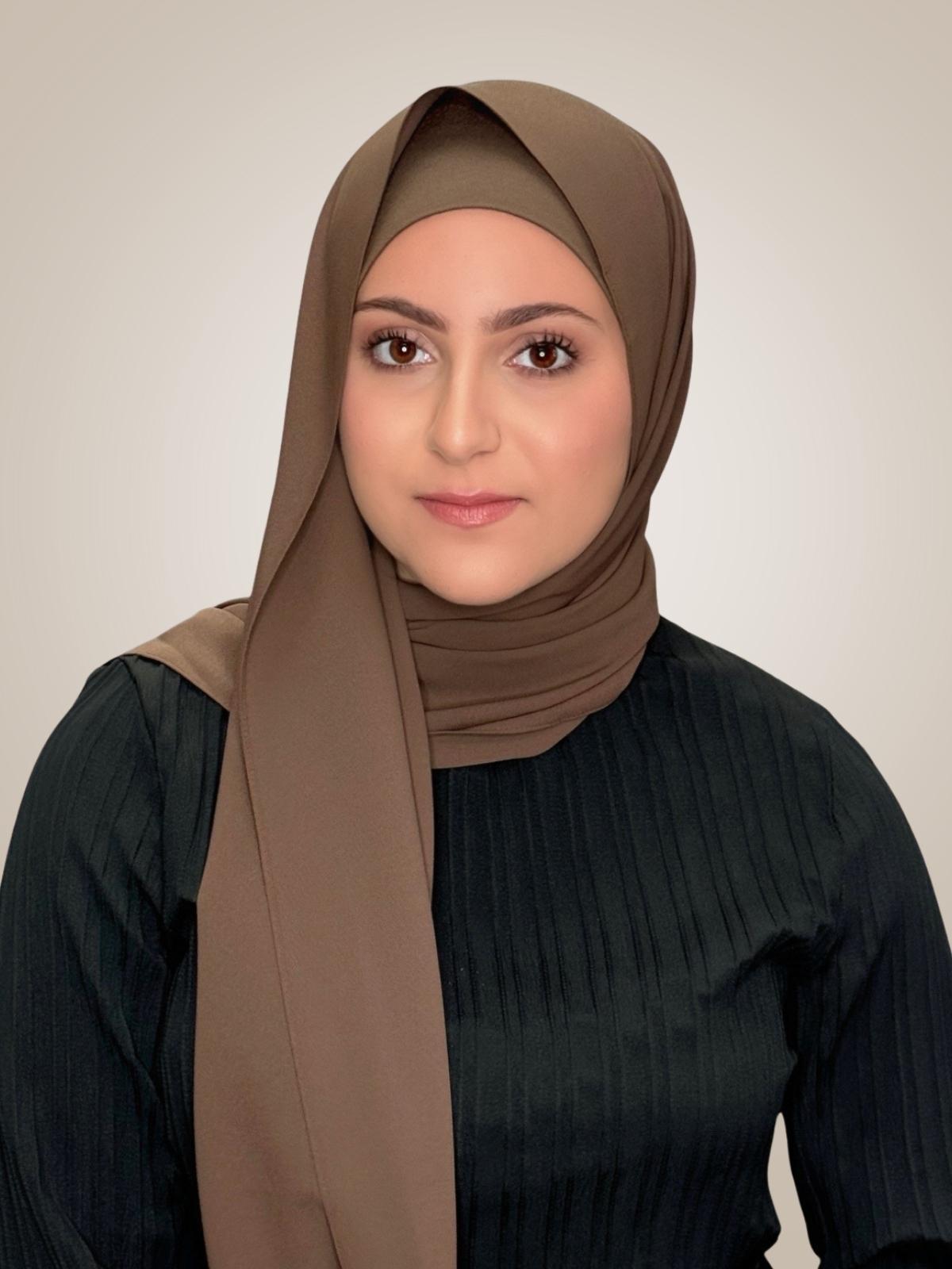 Modish Girl Matching Chiffon Hijab Set-Swiss Brown