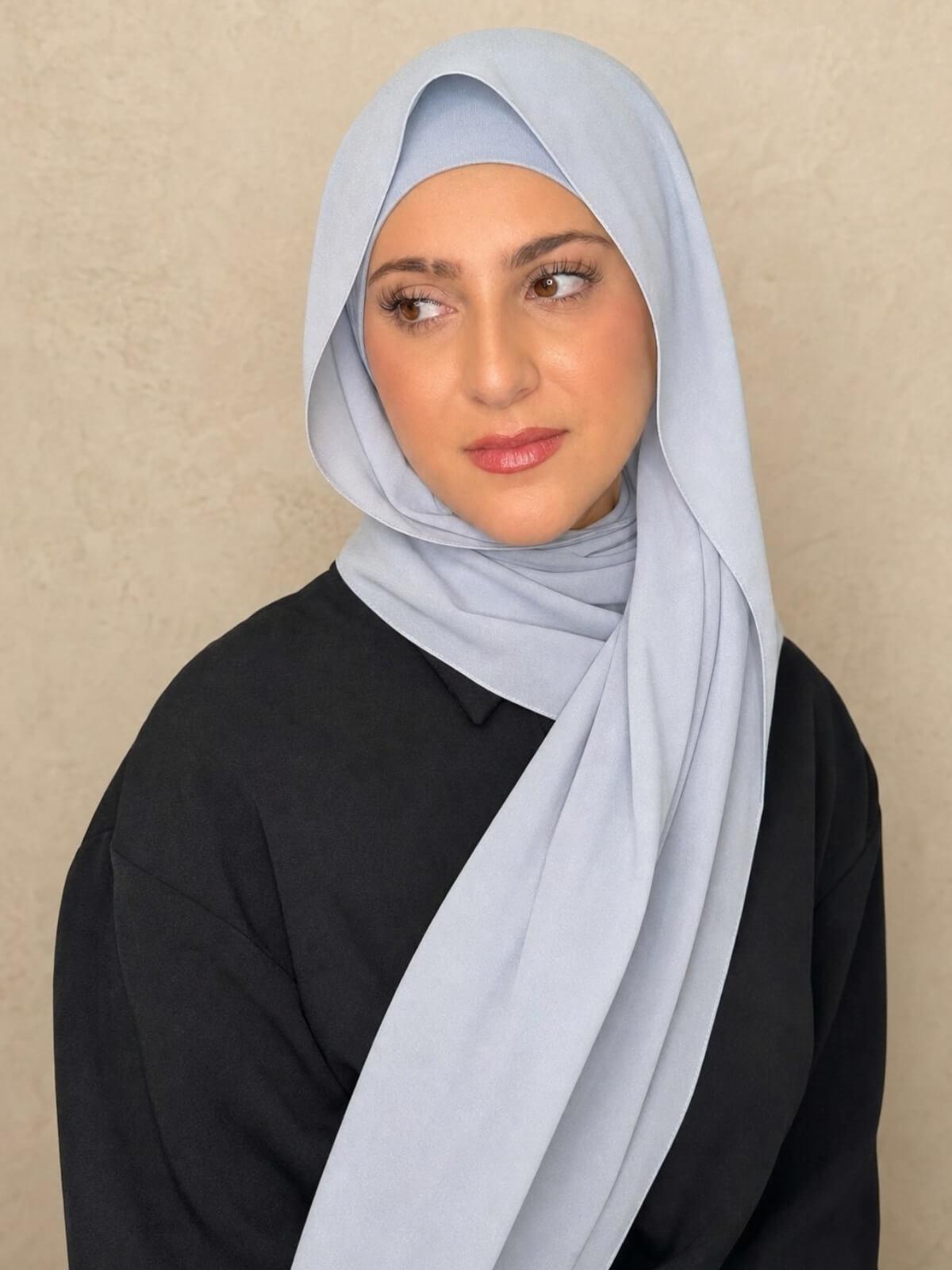 Modish Girl Matching Chiffon Hijab Set-Coastal Blue
