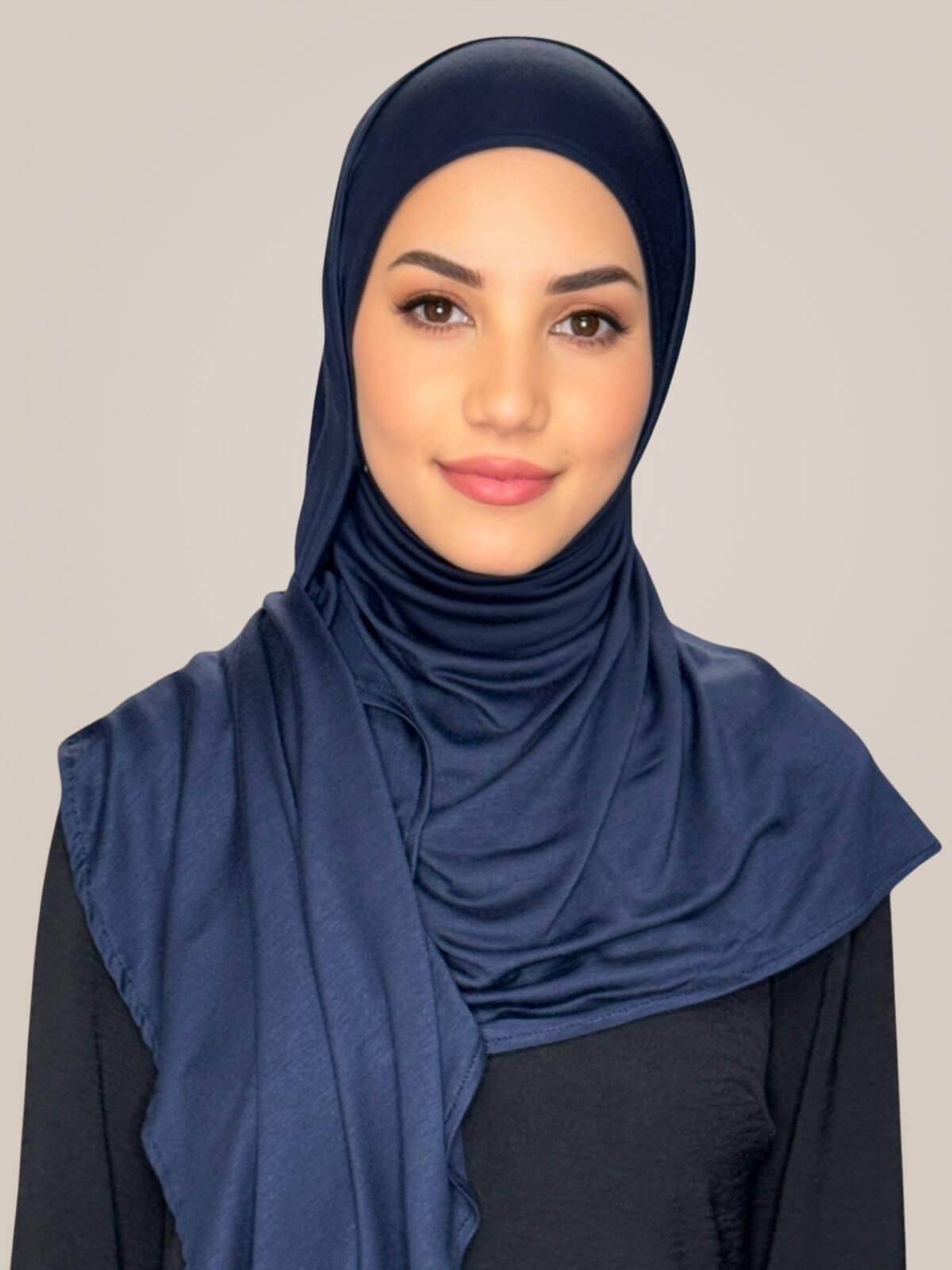 Pre-Sewn Jersey Hijab-Navy