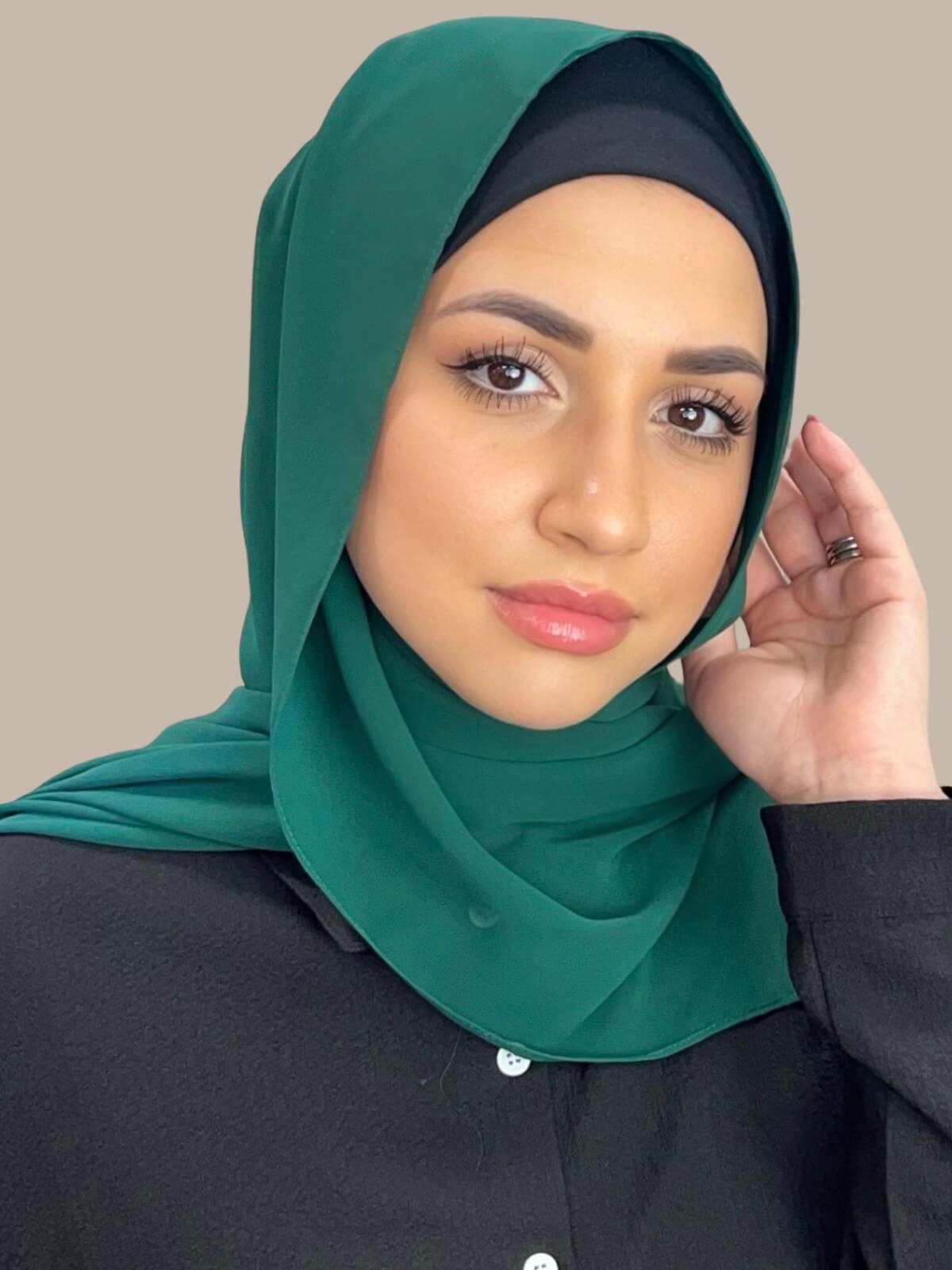 Luxury Chiffon Hijab-Forrest Green