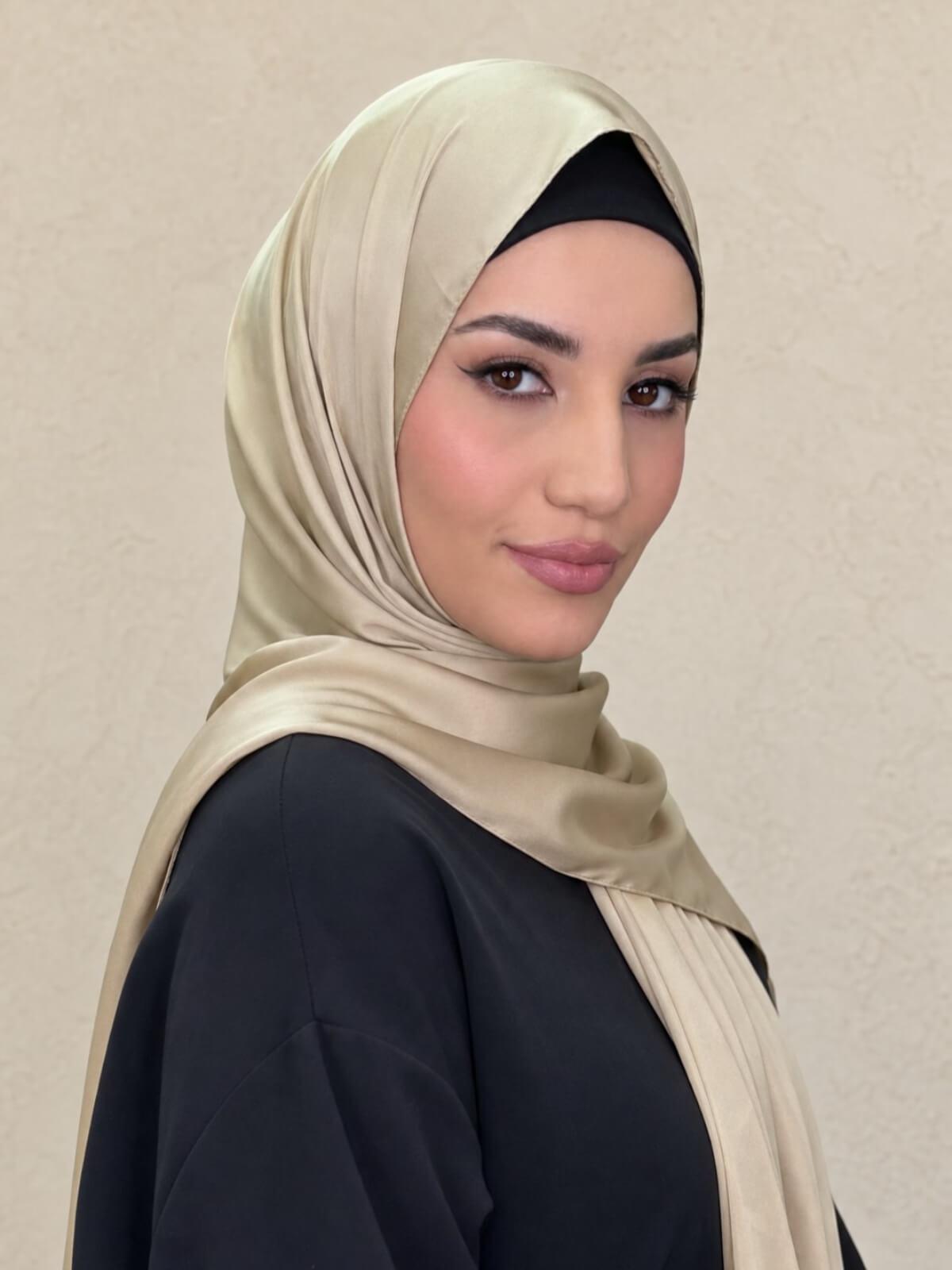 Premium Satin Hijab-Soft Gold
