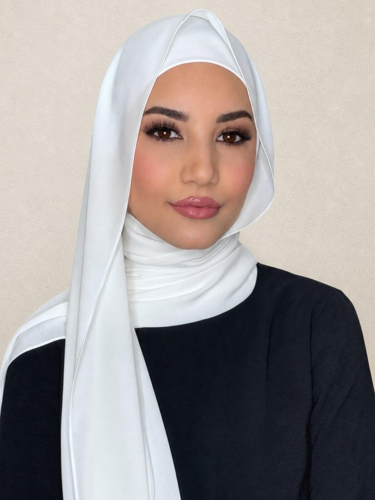 Matching Chiffon Hijab Set-White