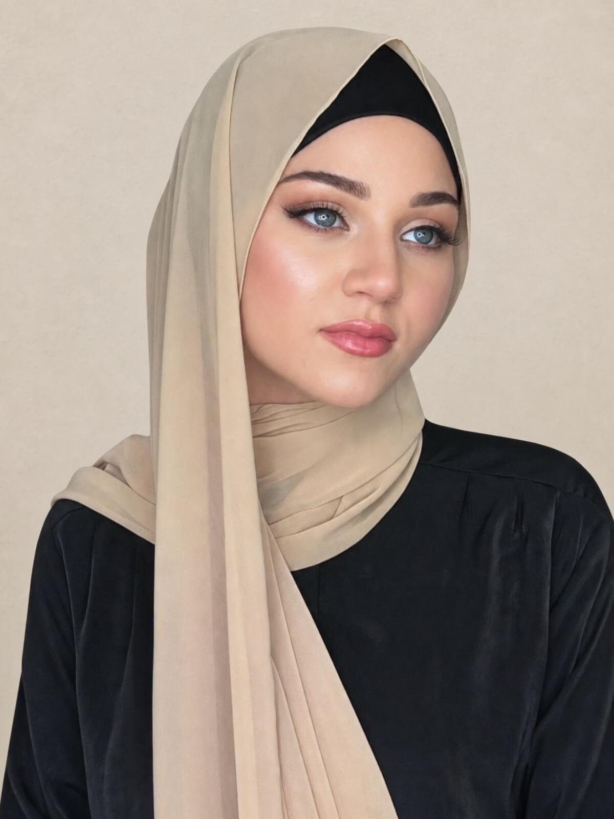 Luxury Chiffon Hijab-Frosted Almond