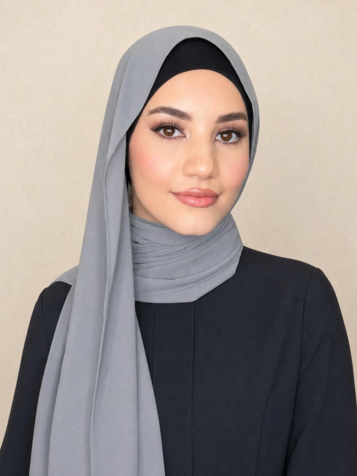Classic Chiffon Hijab-Smoke Grey