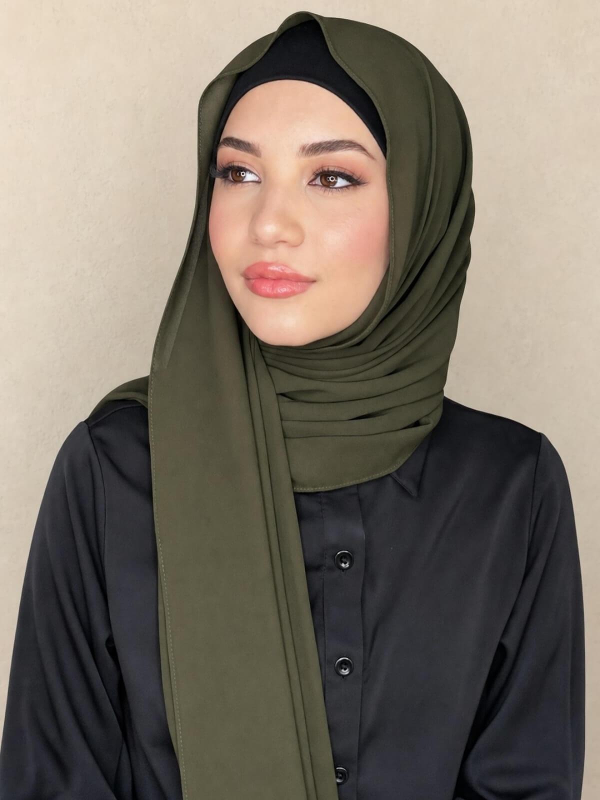 Classic Chiffon Hijab-Uniform Green