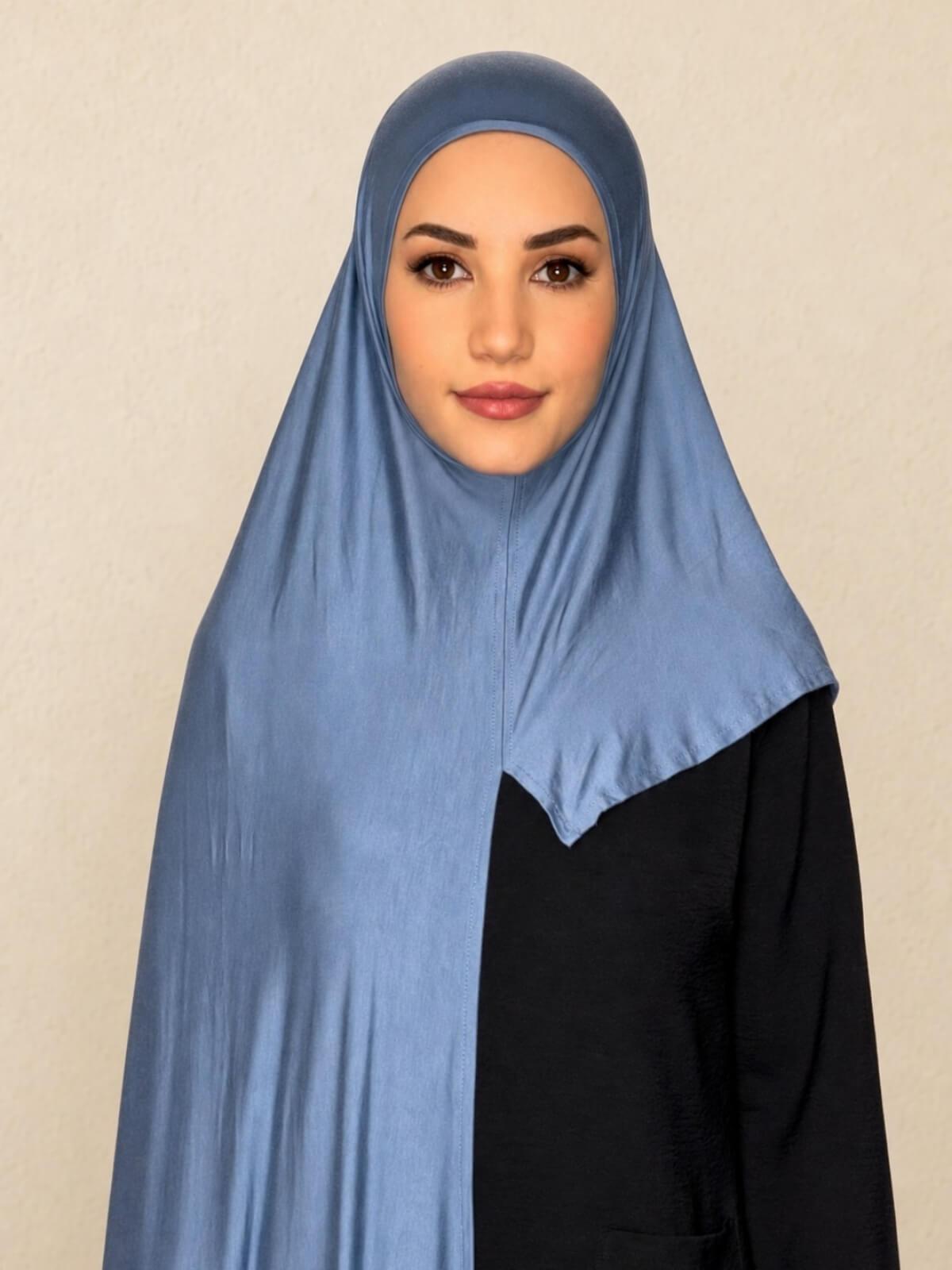 Pre-Sewn Jersey Hijab-Blue Grey