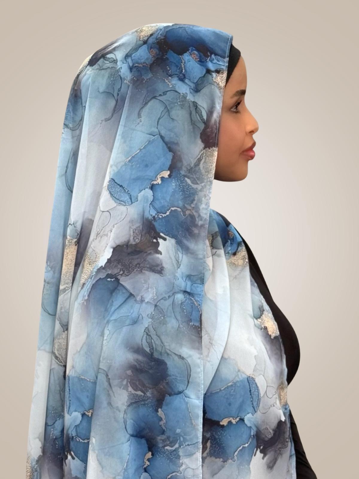 Printed Chiffon Hijab-Arctic Mist
