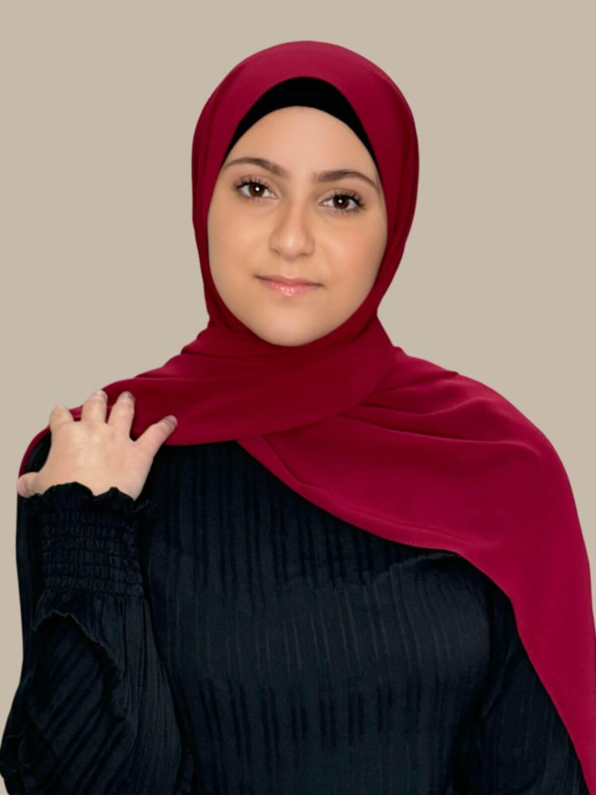 Modish Girl Luxury Chiffon Hijab-Berry Red