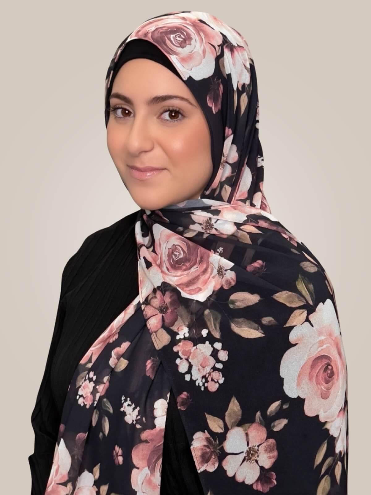 Modish Girl Printed Chiffon Hijab-Breathless Blossom