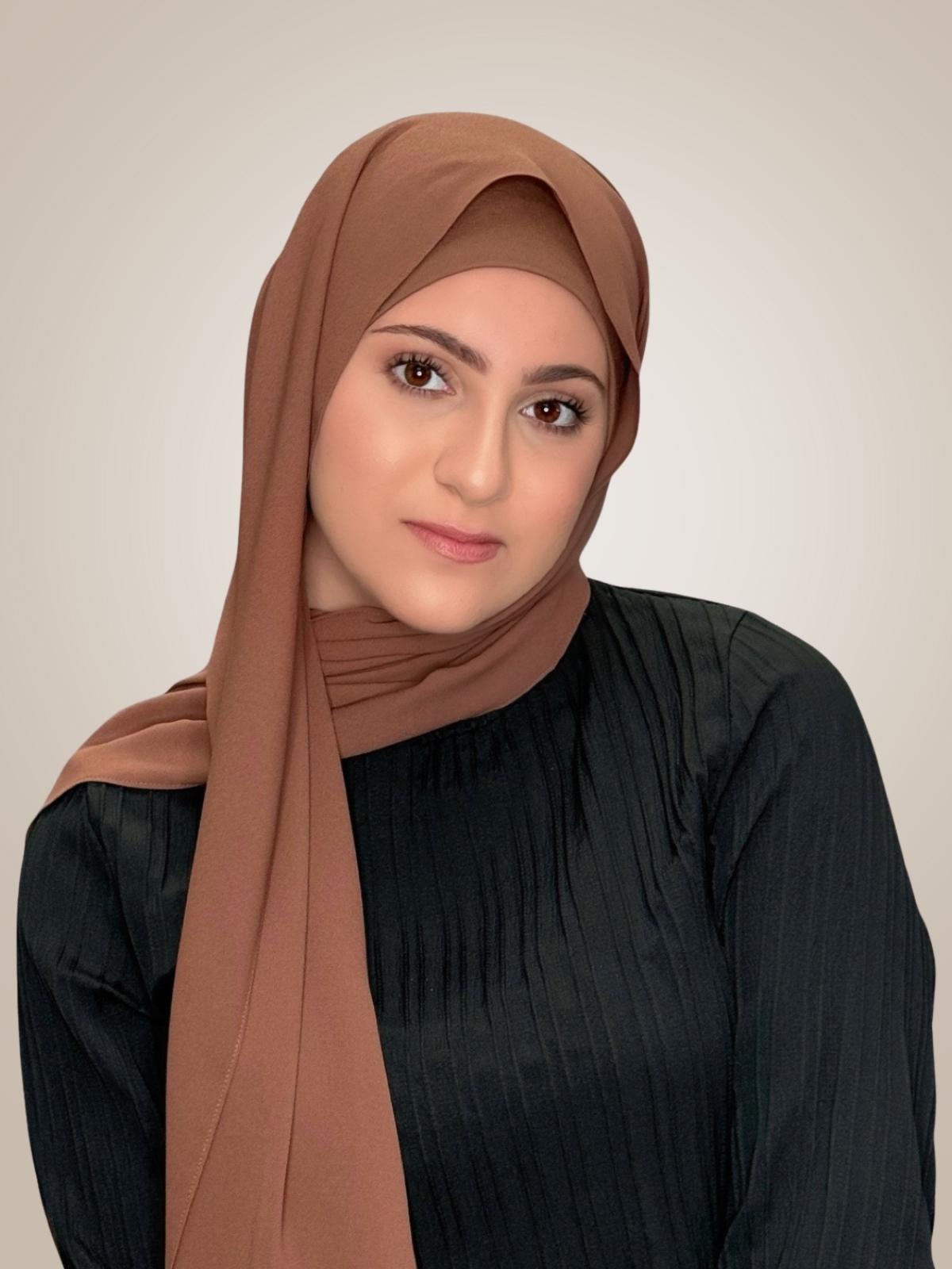 Modish Girl Matching Chiffon Hijab Set-Cinnamon
