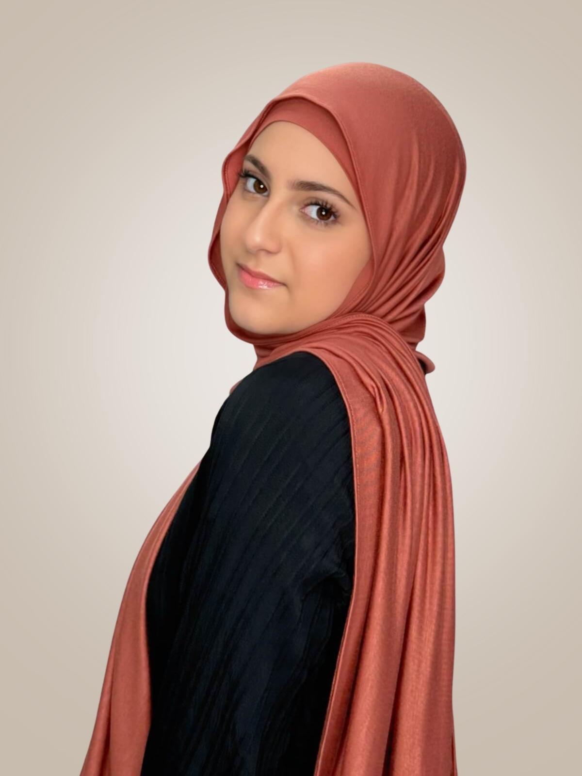 Modish Girl Premium Jersey Hijab-Brick Red