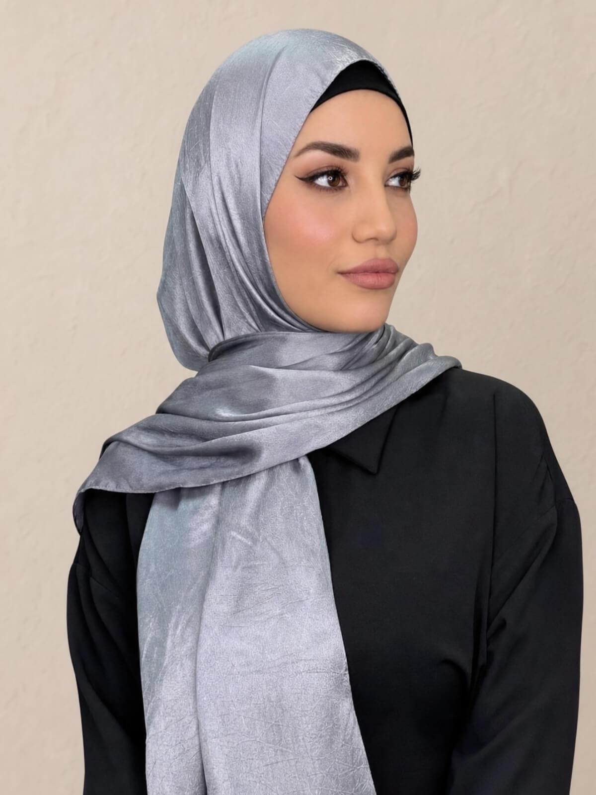 Classic Satin Hijab-Slate Dove Grey