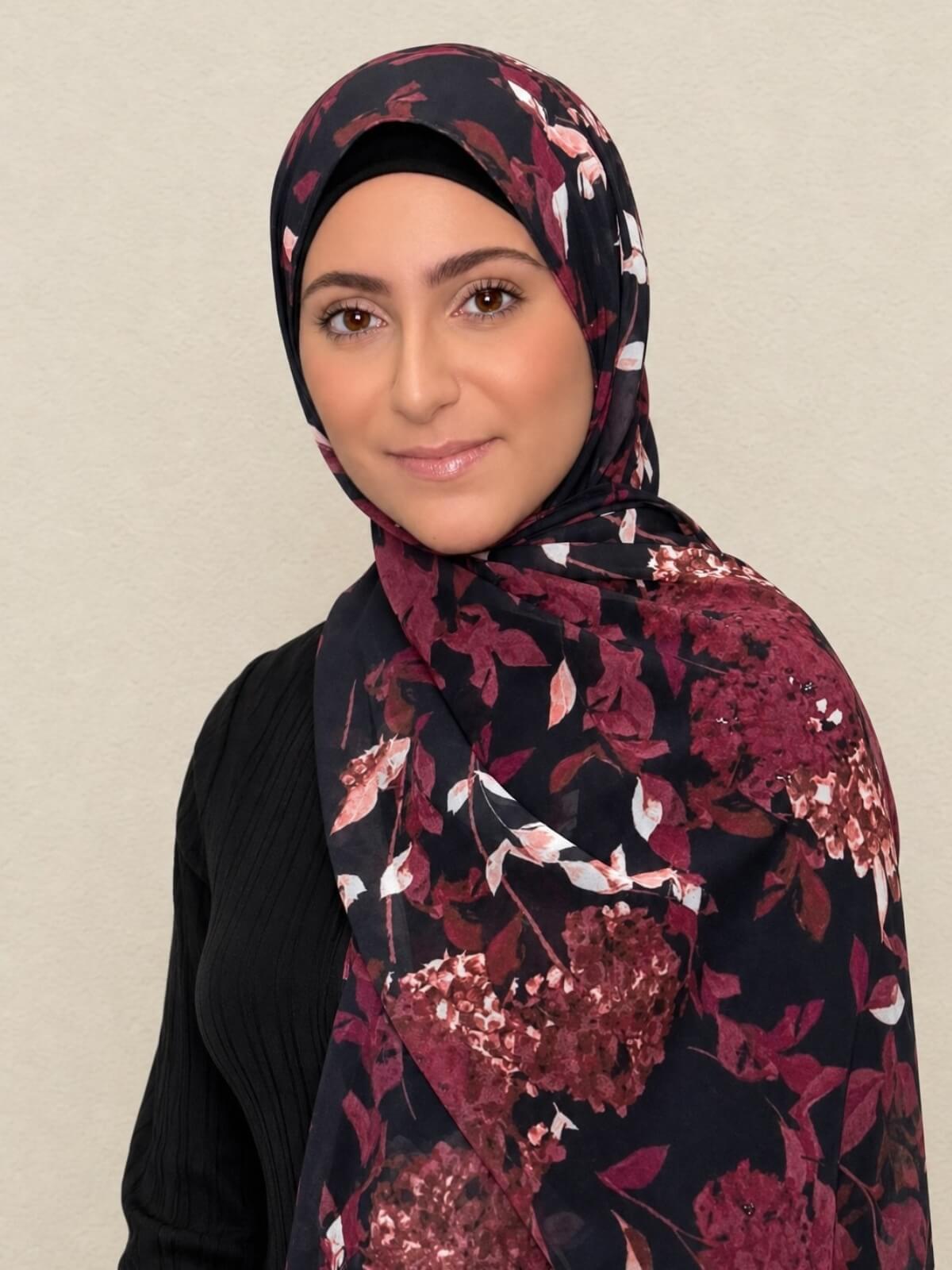 Modish Girl Printed Chiffon Hijab-Wild Orchid