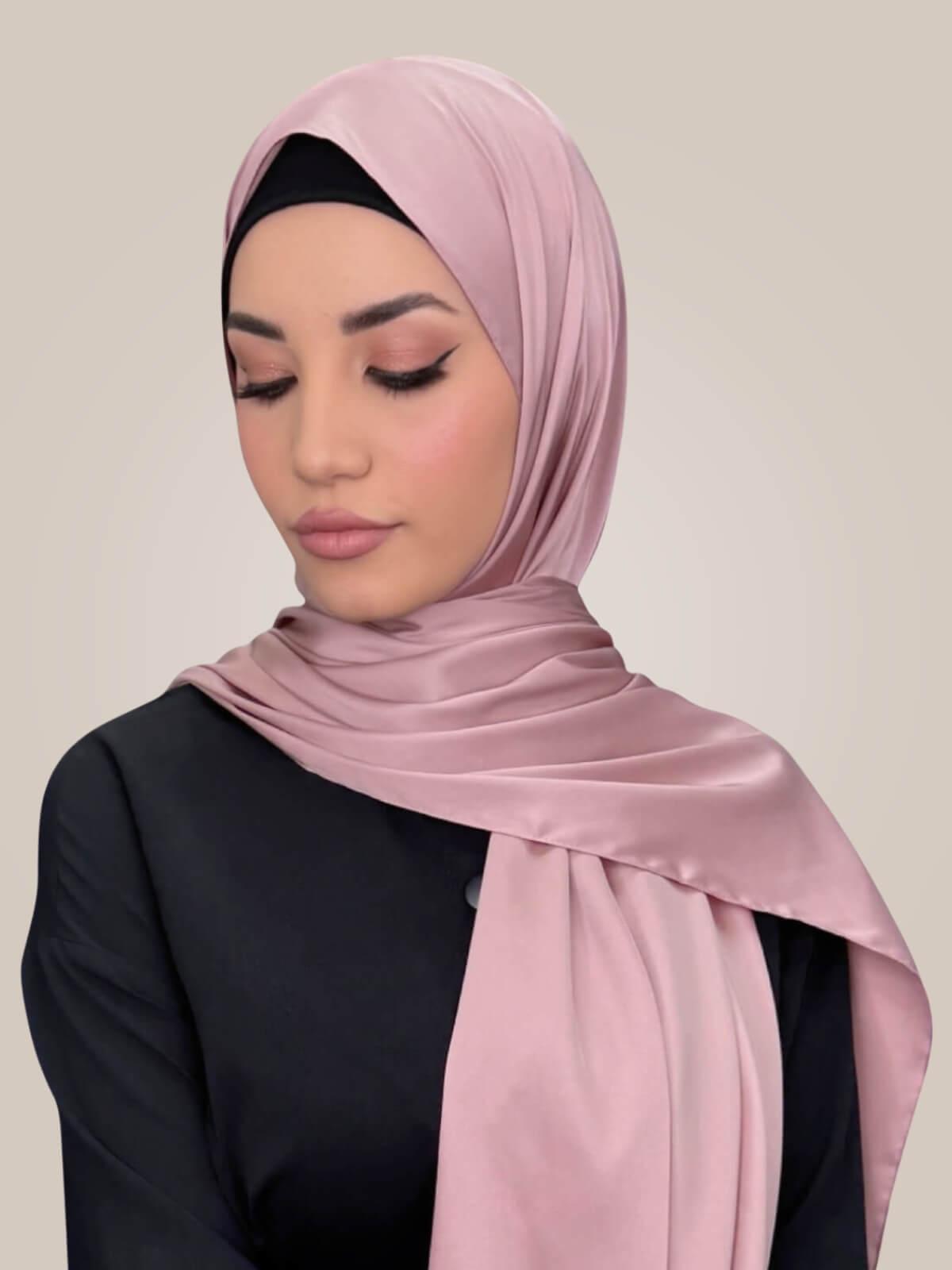 Premium Satin Hijab-Truffle Rose