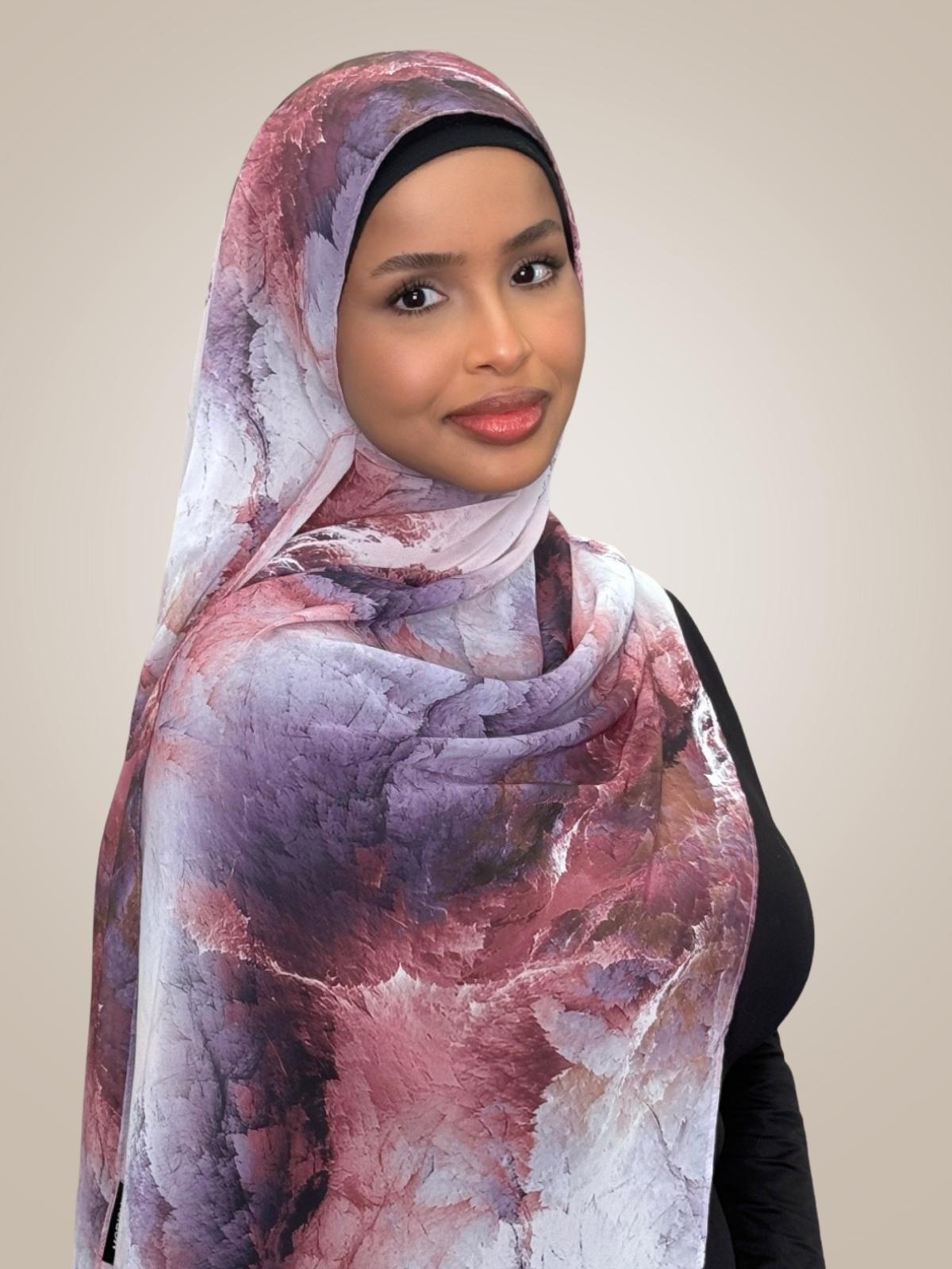 Printed Chiffon Hijab-Muted Mirage