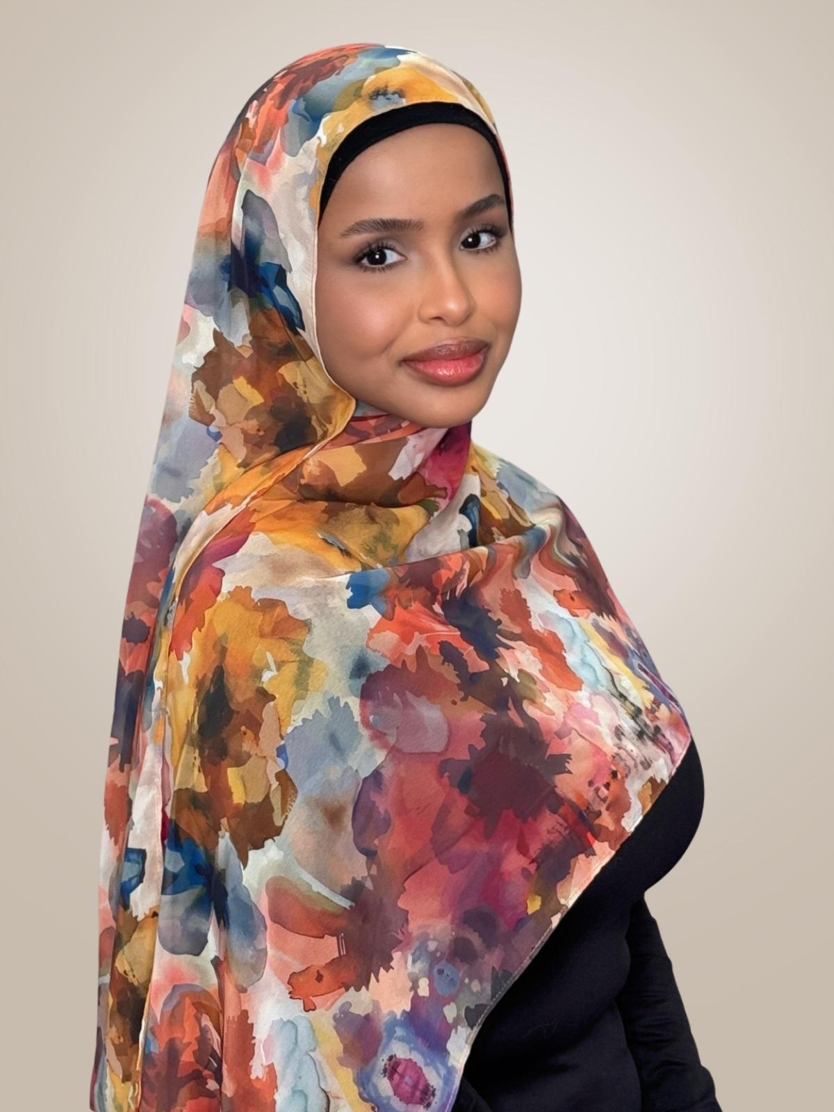 Printed Chiffon Hijab-Sienna Petals