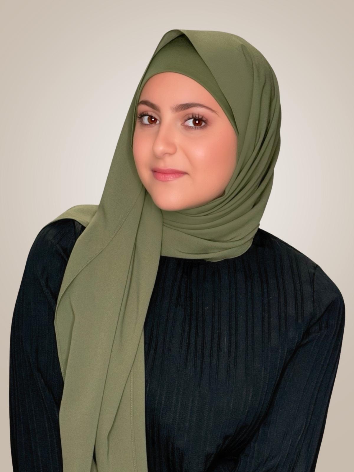 Modish Girl Matching Chiffon Hijab Set-Dusty Olive
