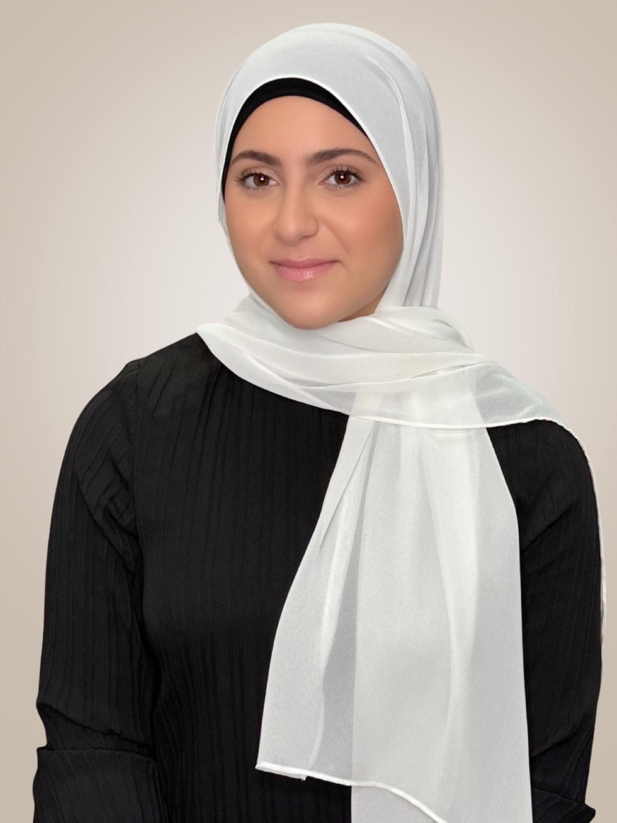 Modish Girl Luxury Chiffon Hijab-Floral White