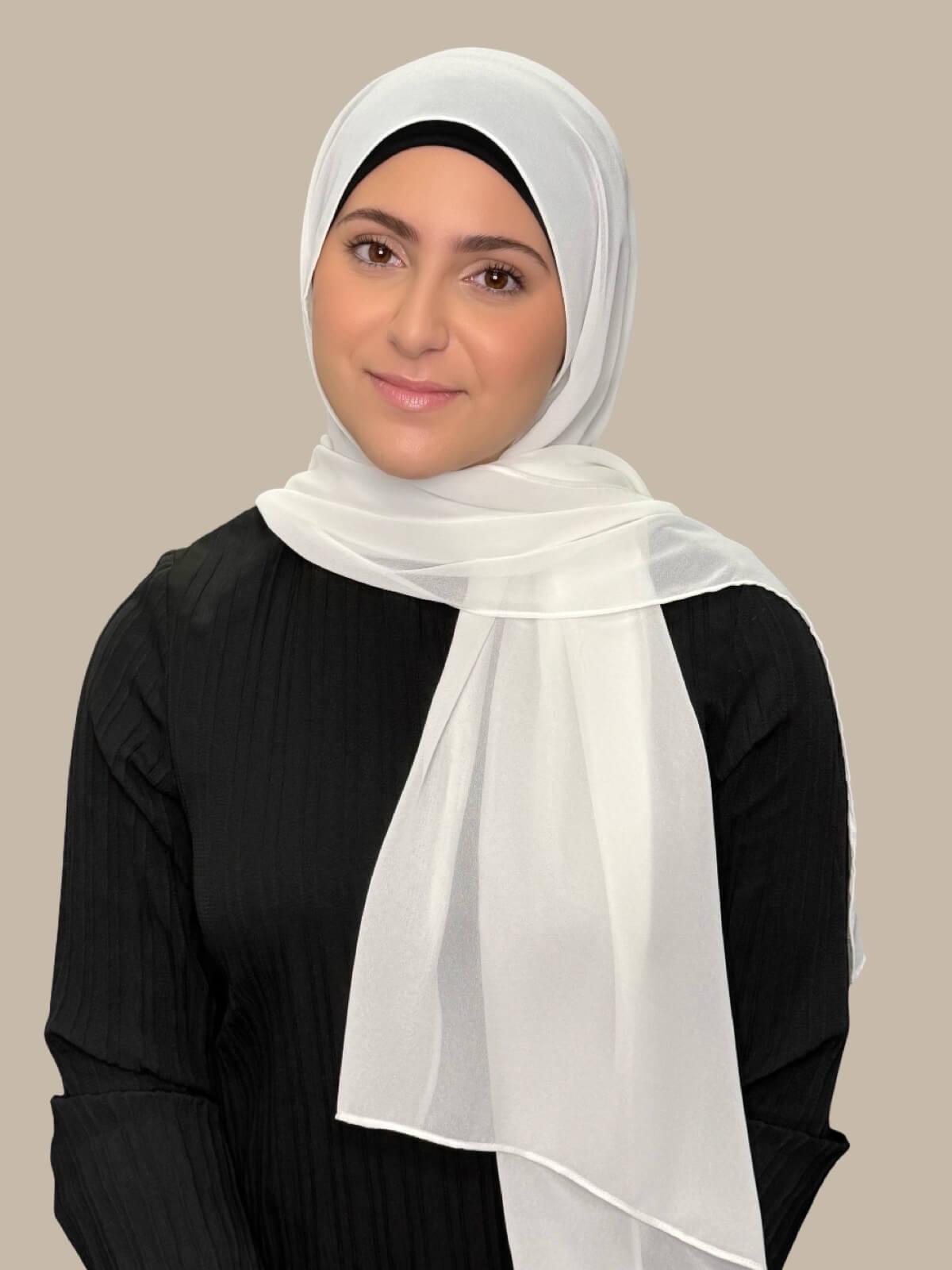 Modish Girl Luxury Chiffon Hijab-Floral White