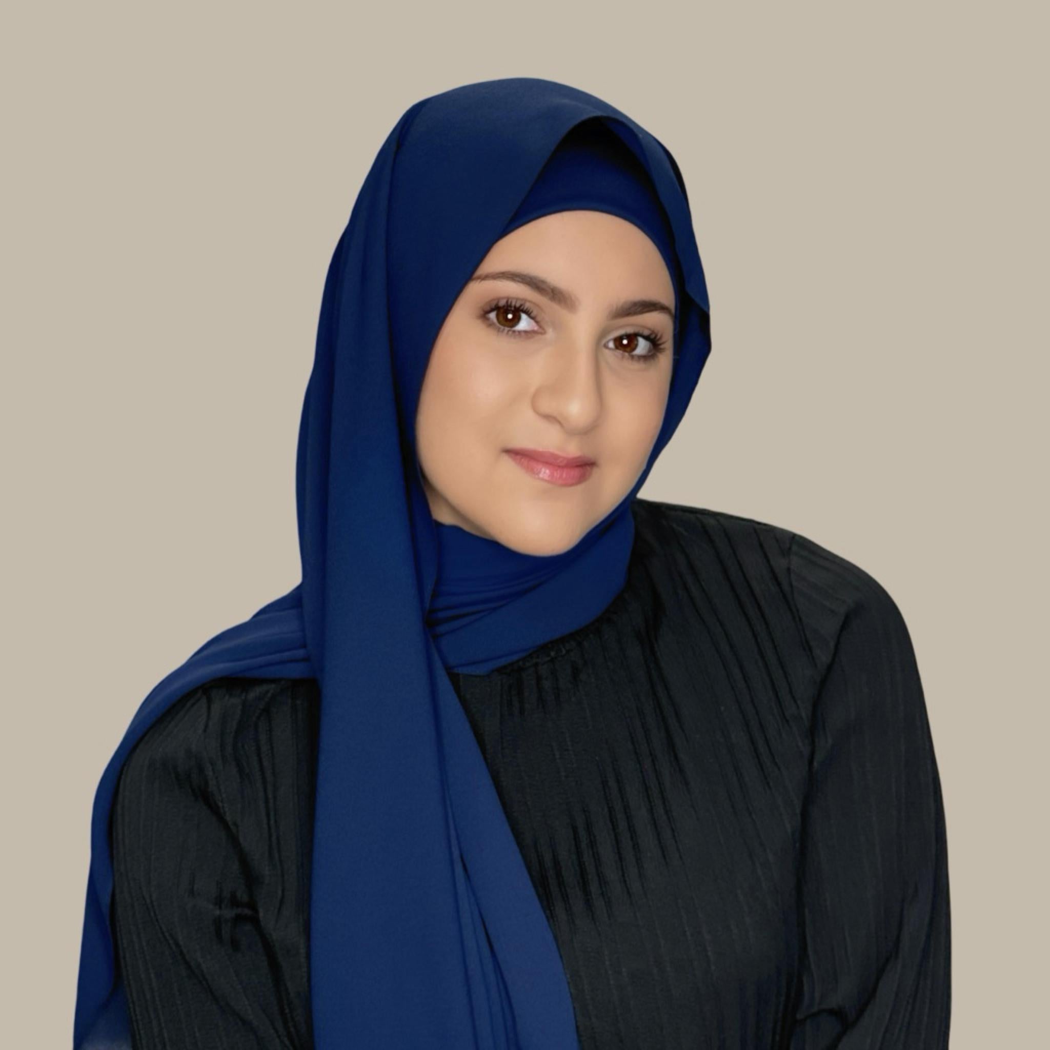 Modish Girl Matching Chiffon Hijab Set-Navy