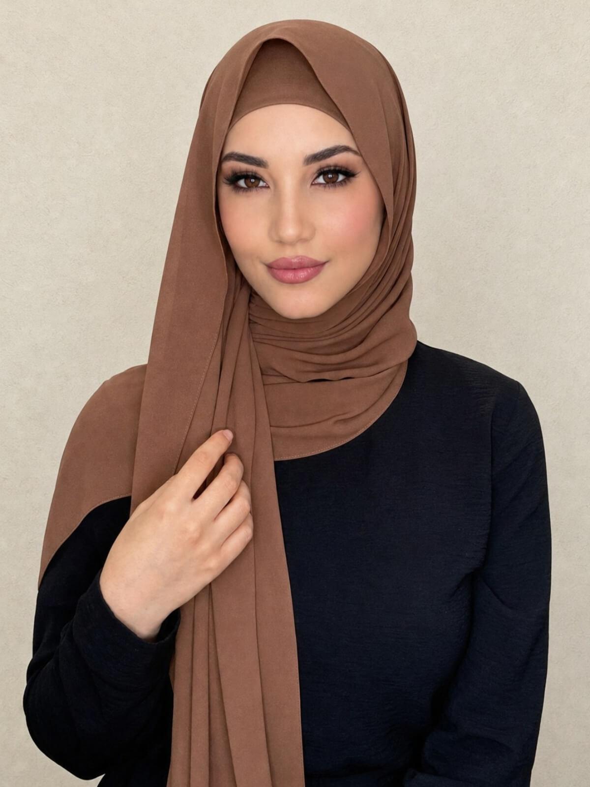 Matching Chiffon Hijab Set-Cinnamon