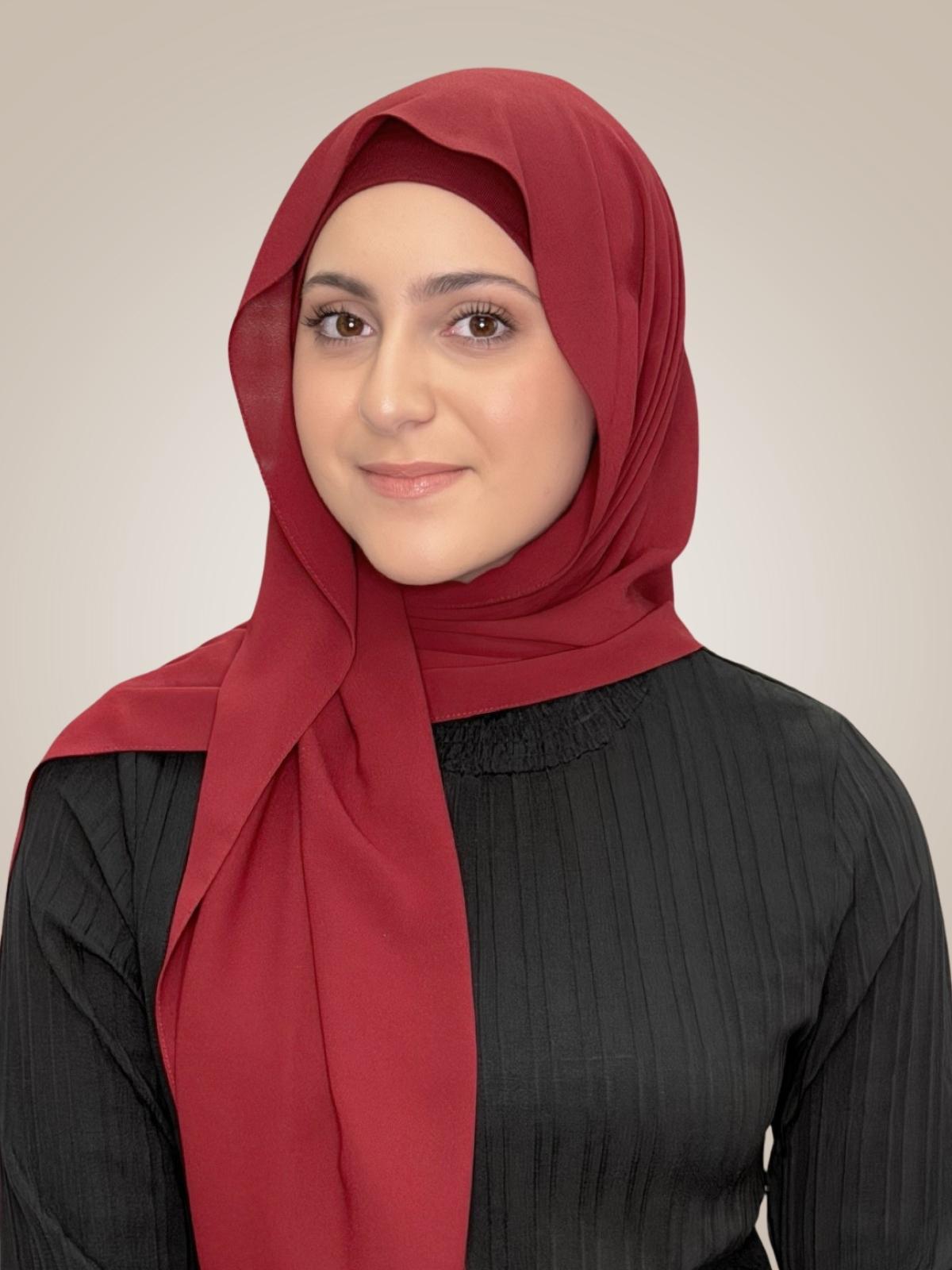 Modish Girl Matching Chiffon Hijab Set-Mahogany