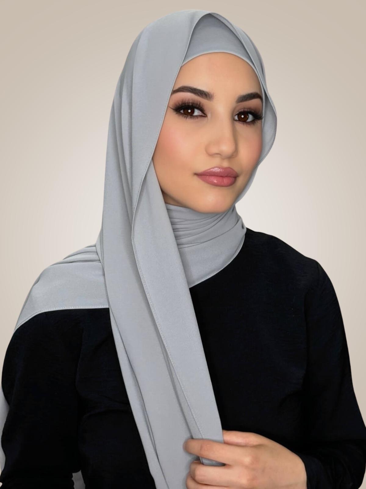 Matching Chiffon Hijab Set-Dolphin Gray