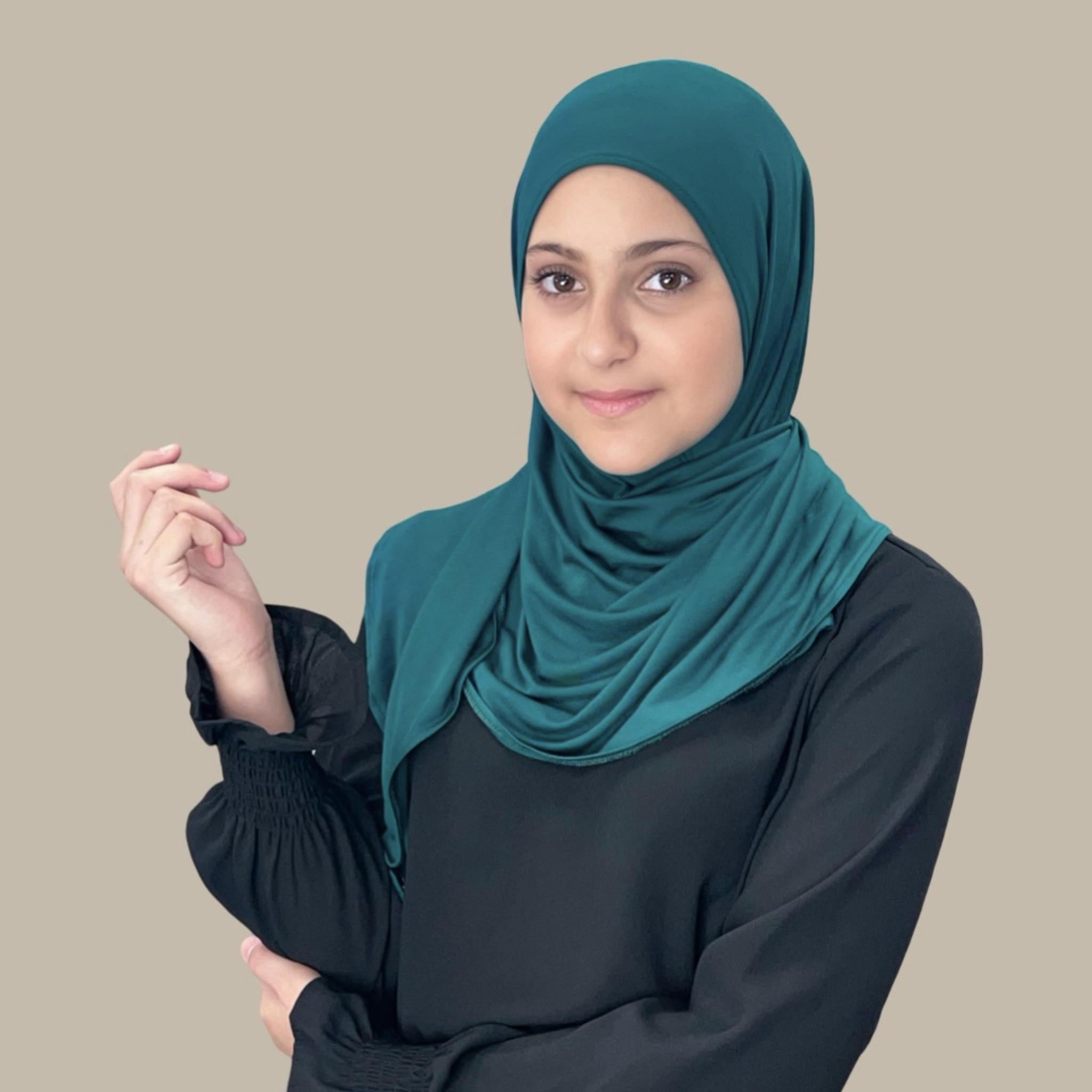 Modish Girl Pre-Sewn Jersey Hijab-Pine Green